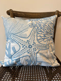 Seaside Embroidered Throw Pillow - Blue