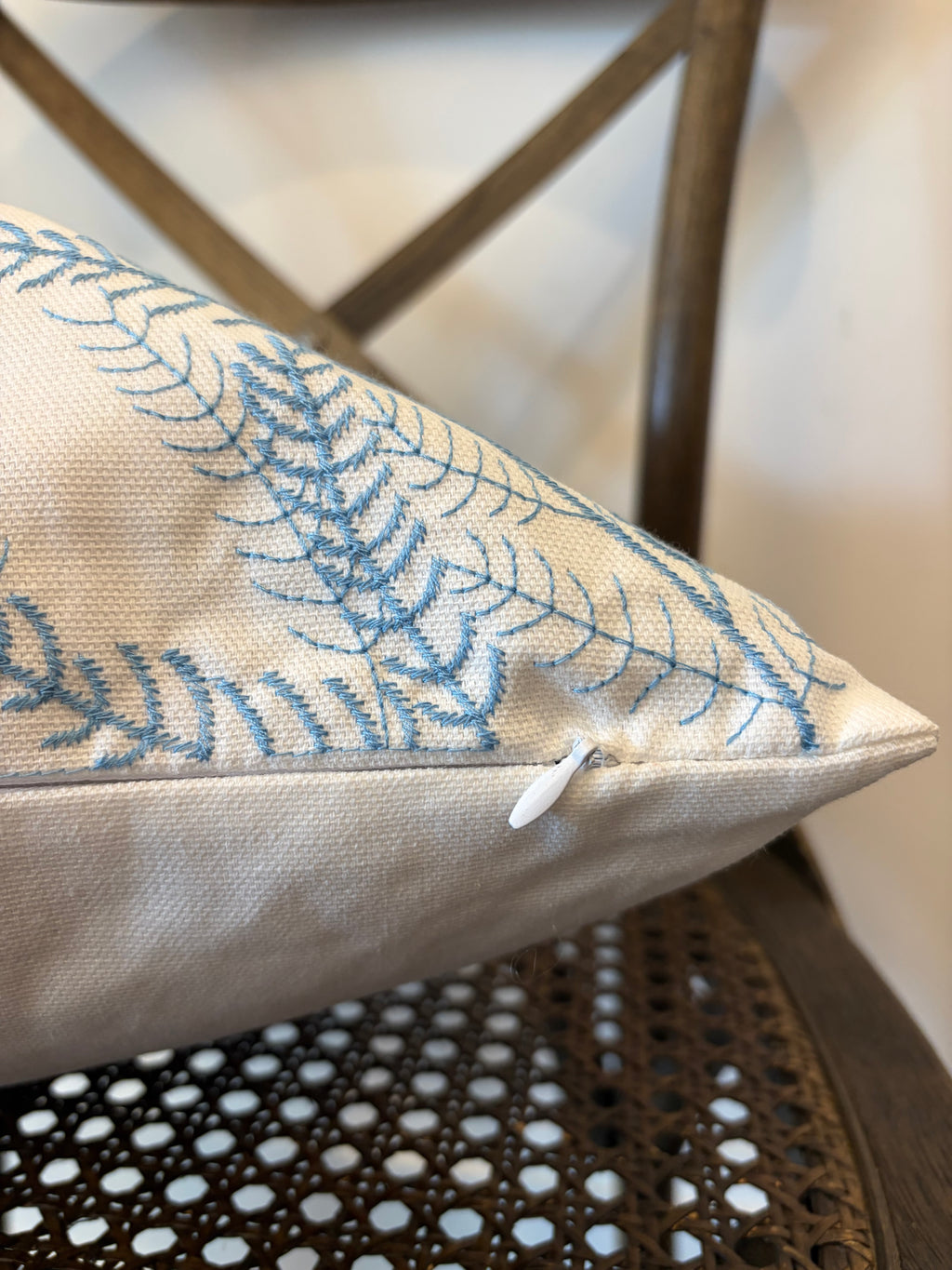 Seaside Embroidered Throw Pillow - Blue