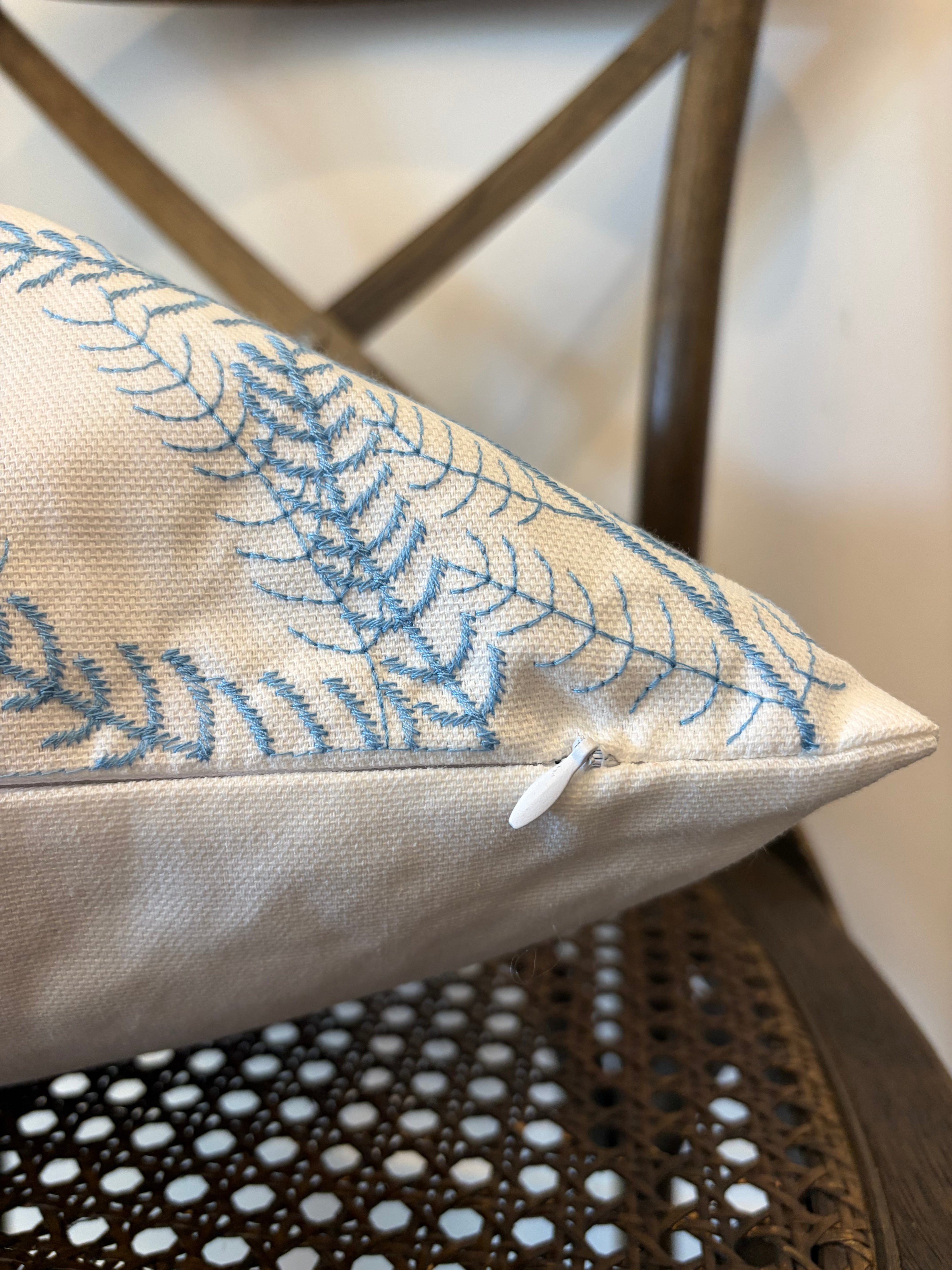 Seaside Embroidered Throw Pillow - Blue