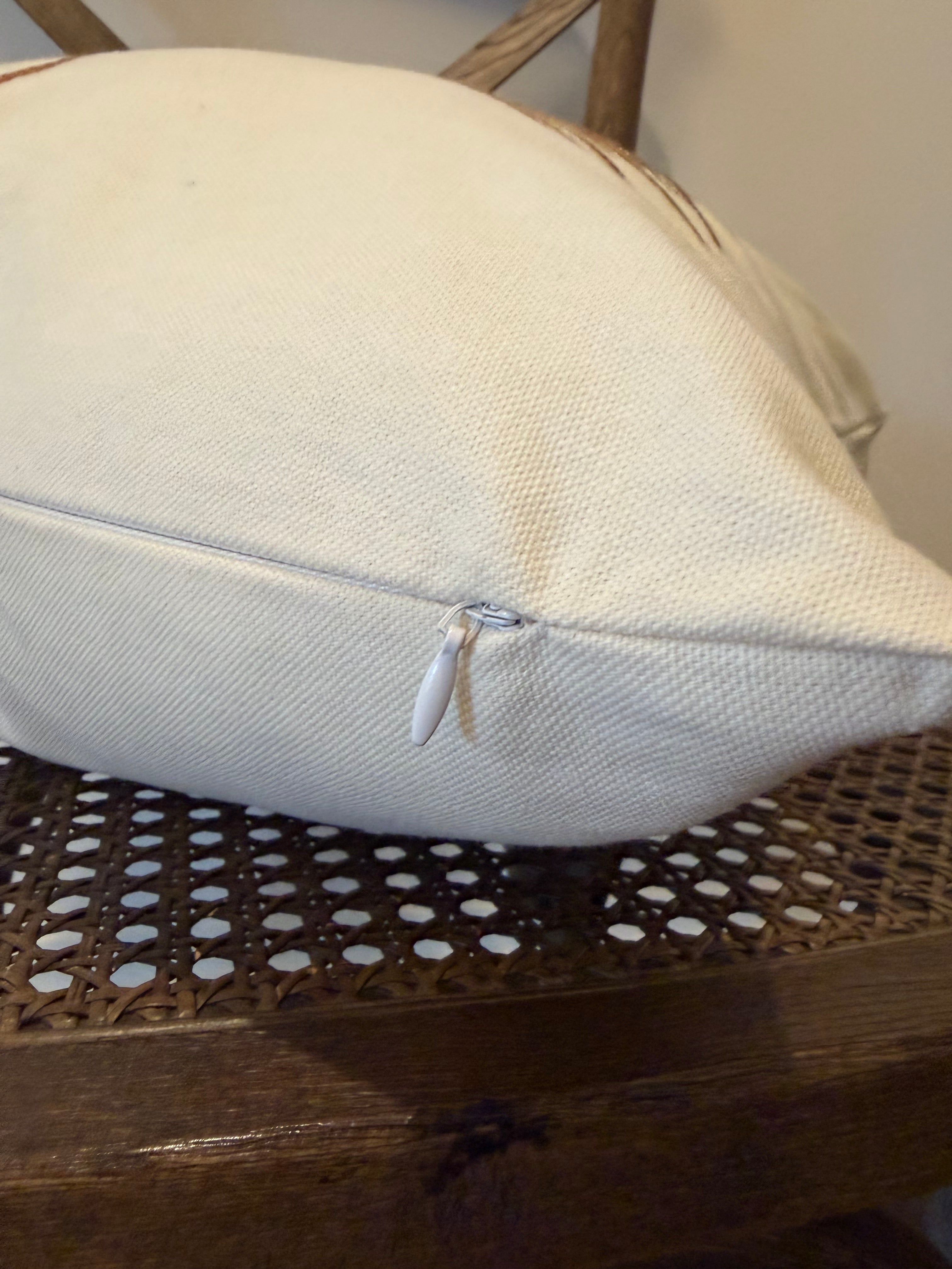 Embroidered Palm on Canvas Pillow