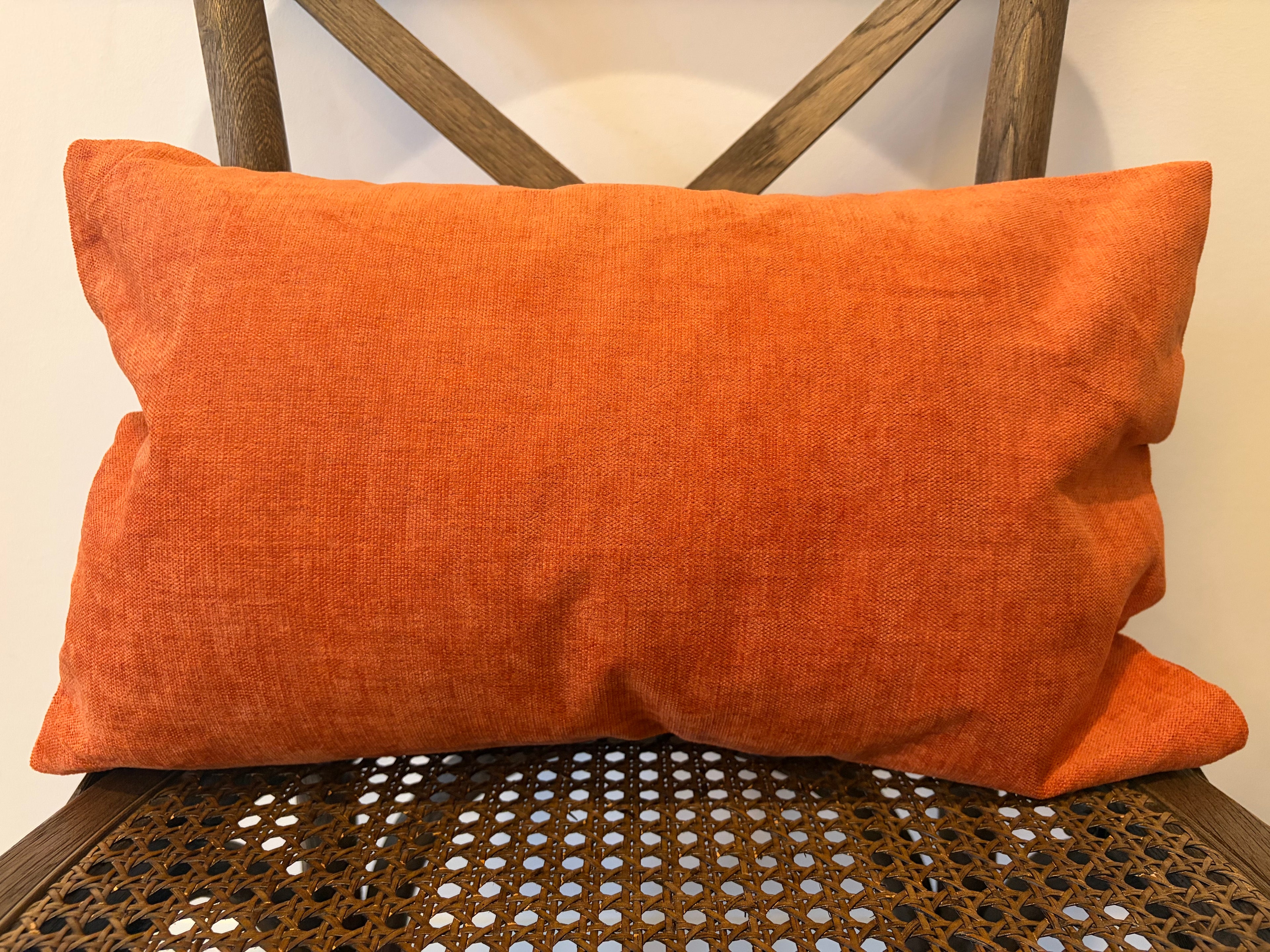 "Hello, Fall" Embroidered Throw Pillow - Rust Orange with Ivory