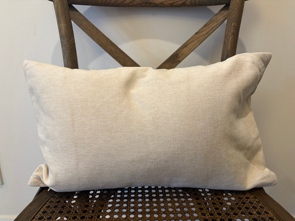 "Hello, Fall" Embroidered Throw Pillow - Natural Canvas with Rust Orange