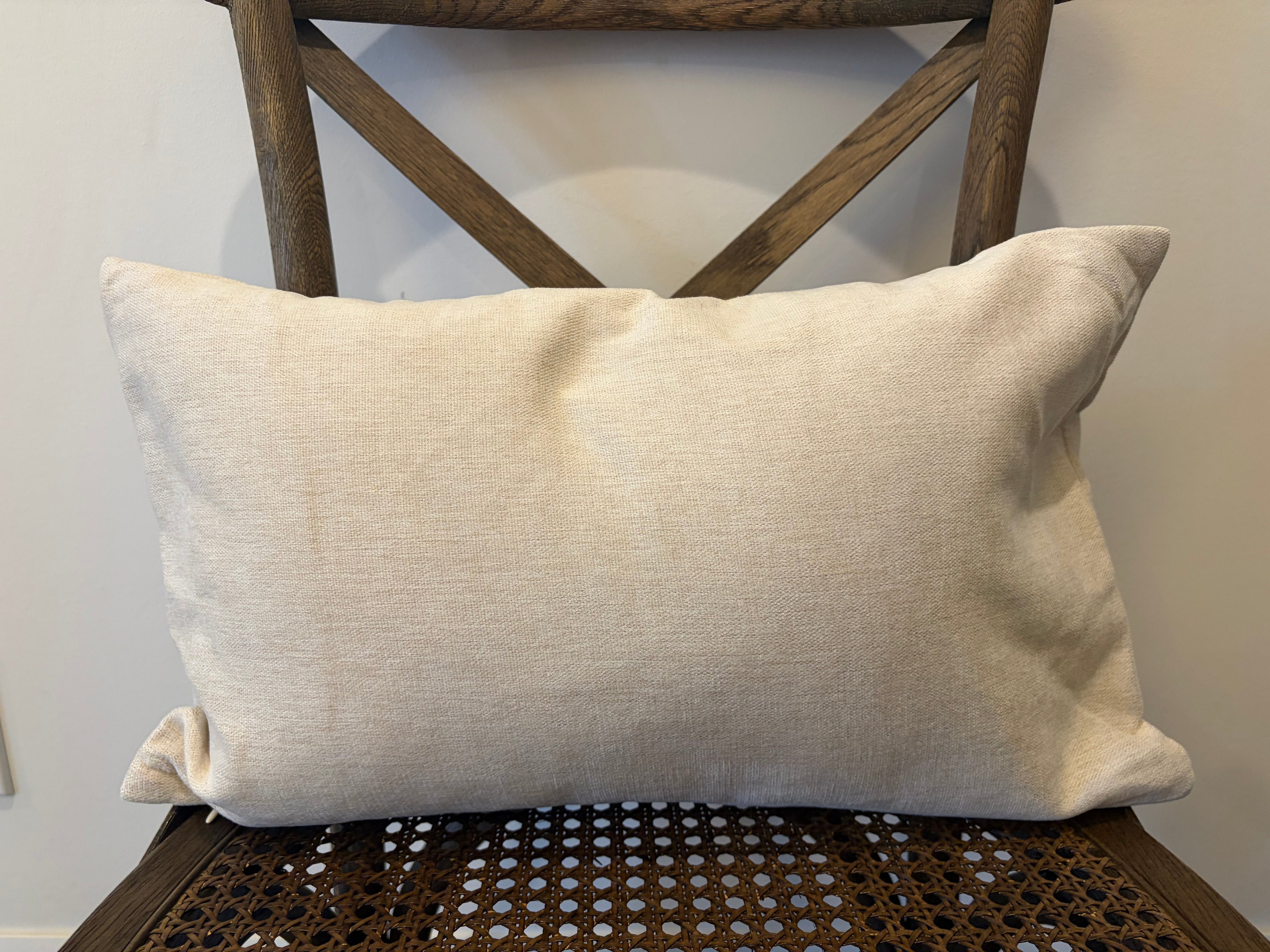 "Hello, Fall" Embroidered Throw Pillow - Natural Canvas with Rust Orange