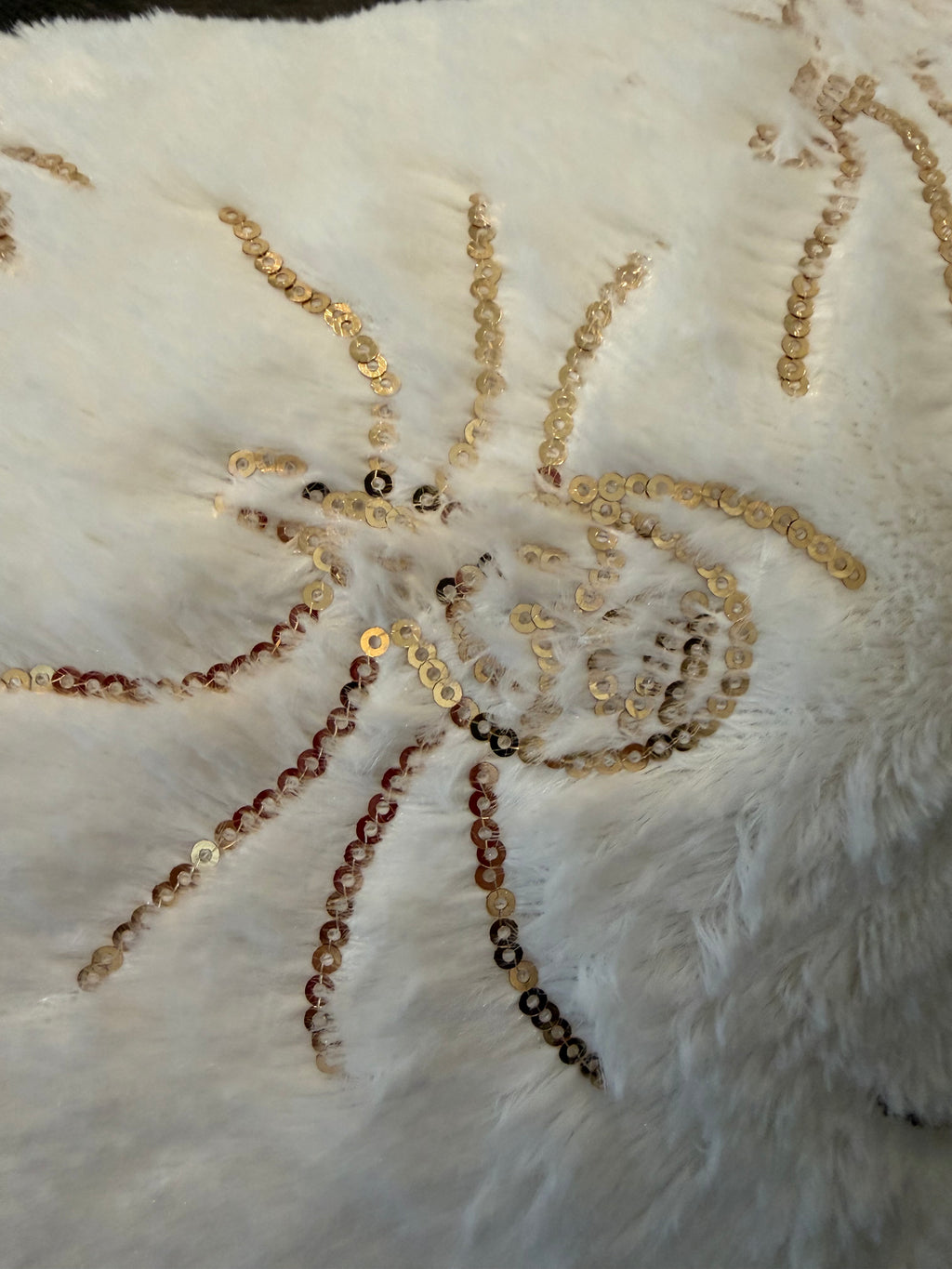 Faux Fur Sequin Spiders Throw Pillow Cover