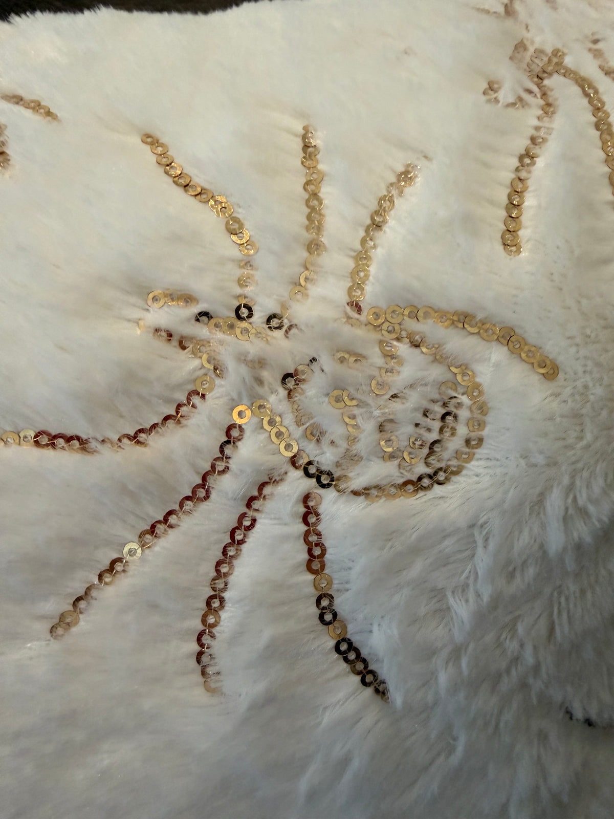 Faux Fur Sequin Spiders Throw Pillow Cover
