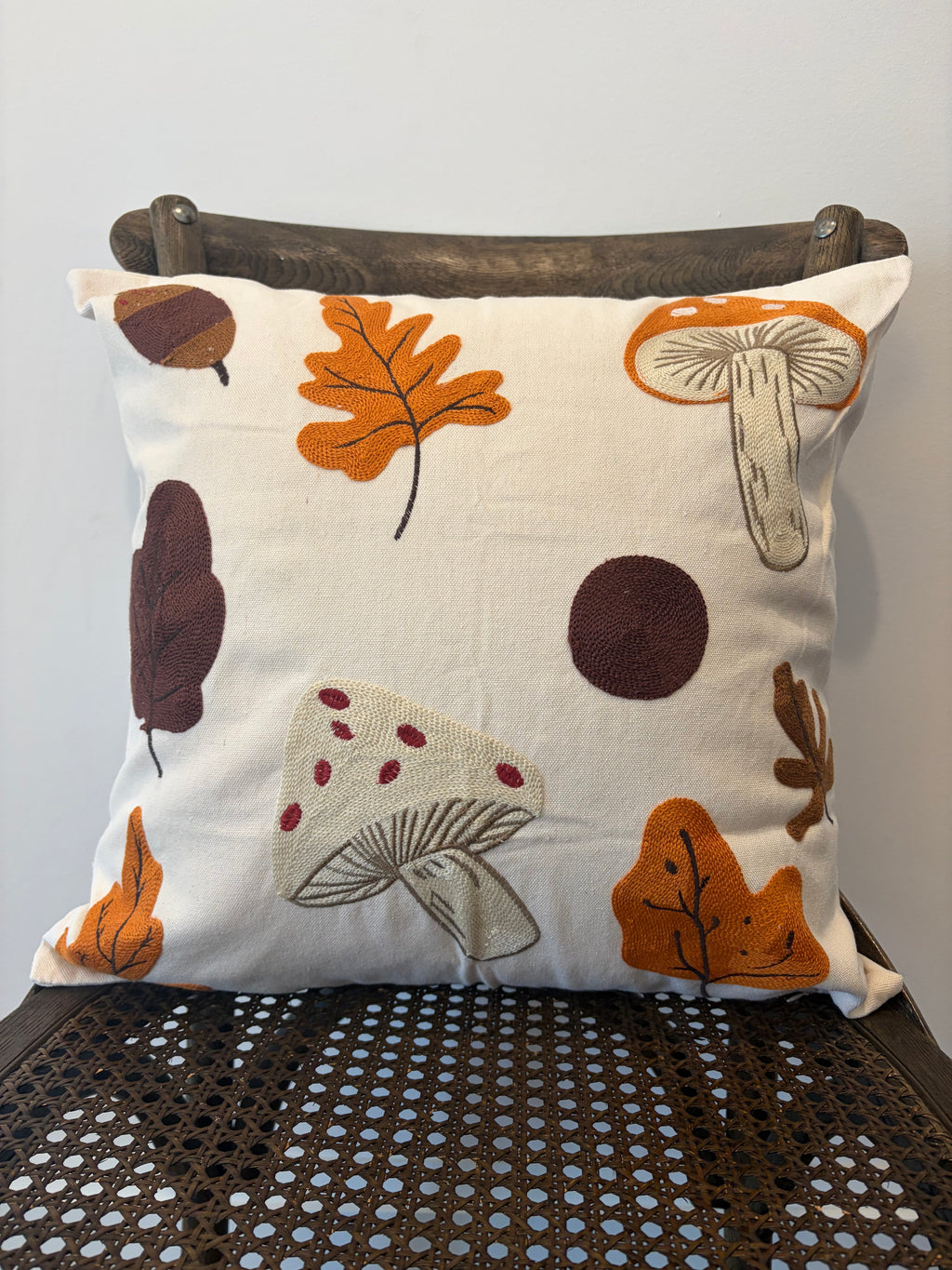 Embroidered Fall Leaves & Mushrooms