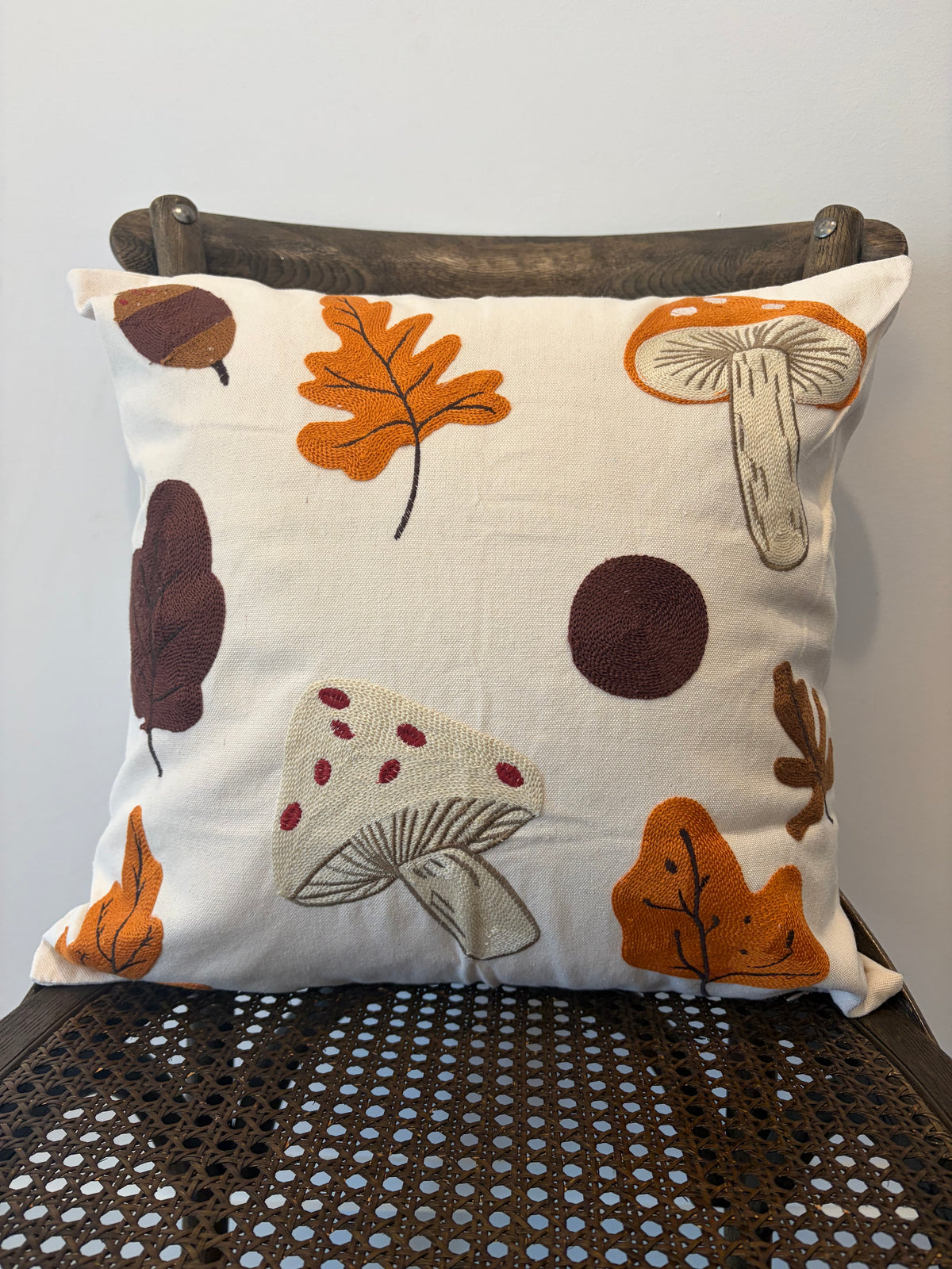 Embroidered Fall Leaves & Mushrooms