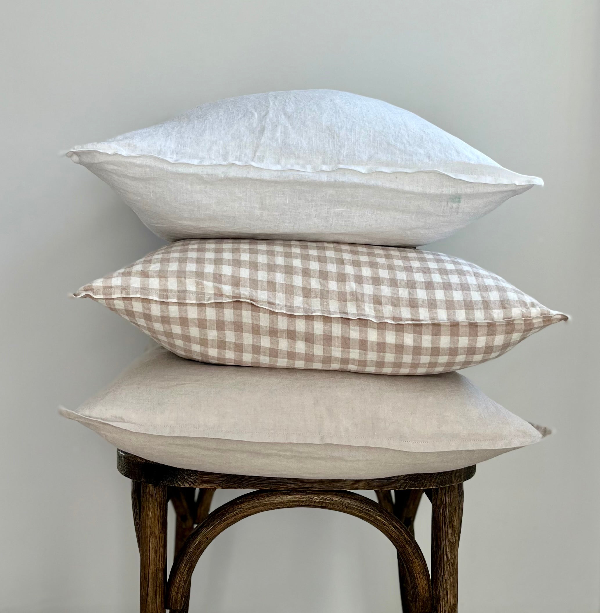 Everyday French Linen Pillow in Natural Gingham