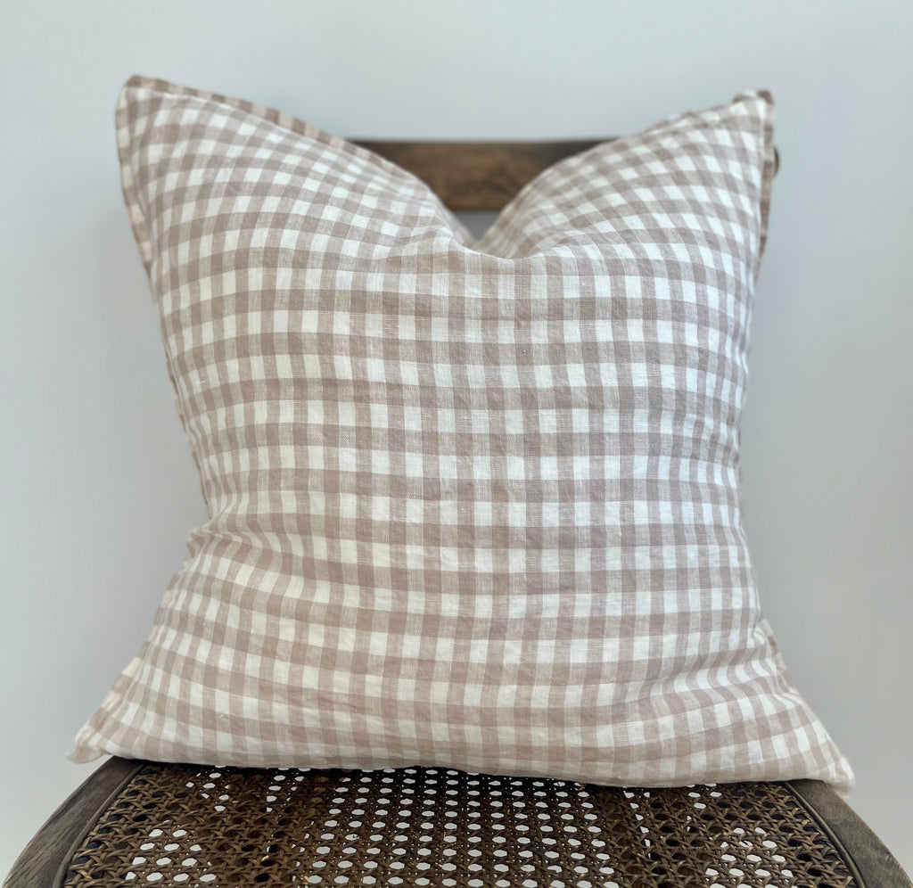 Everyday French Linen Pillow in Natural Gingham