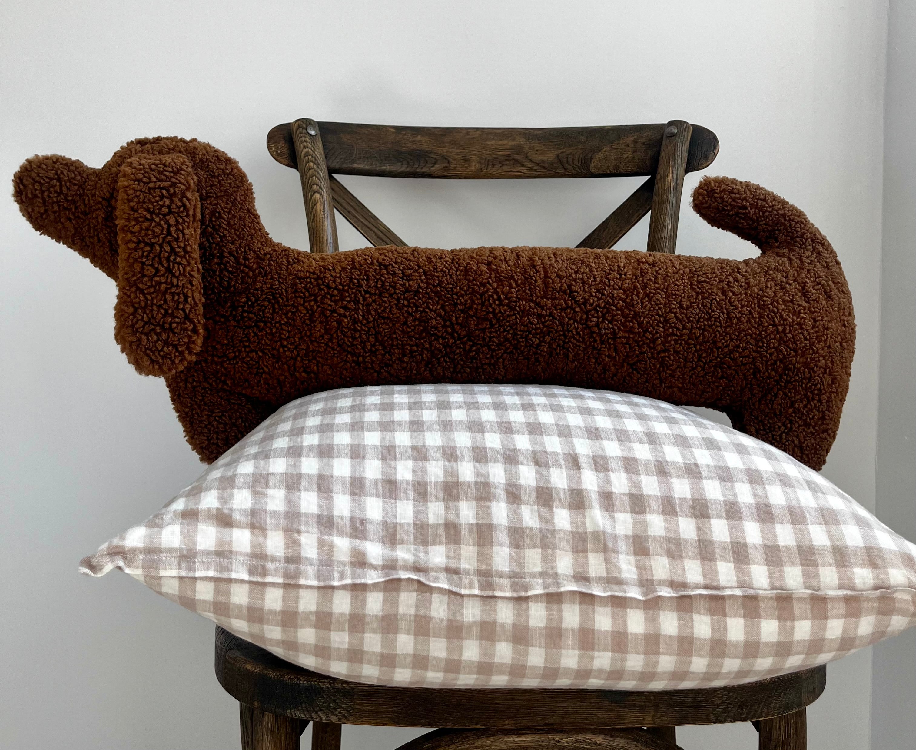 Everyday French Linen Pillow in Natural Gingham