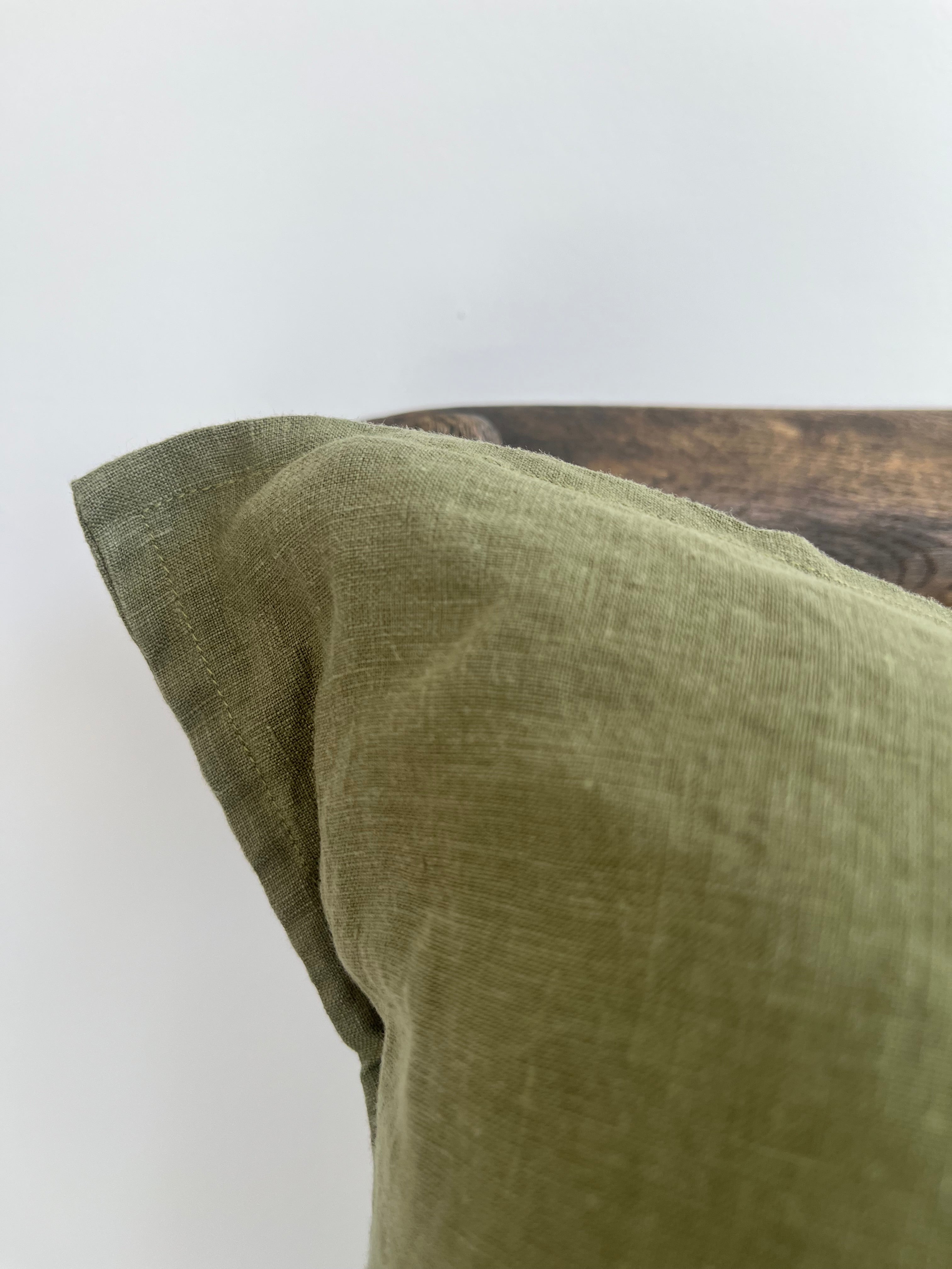 Everyday French Linen Pillow in Olive Green