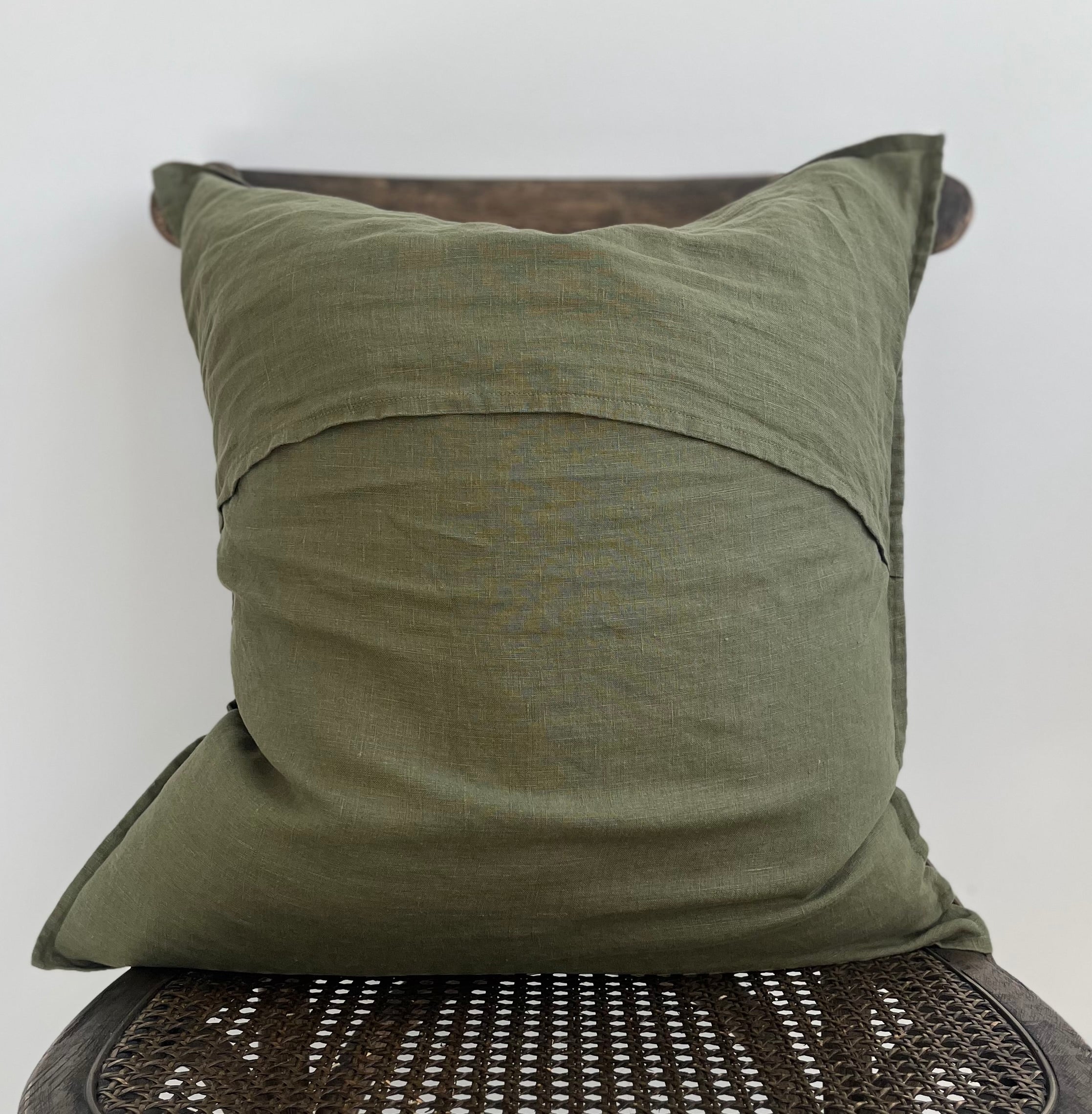 Everyday French Linen Pillow in Olive Green