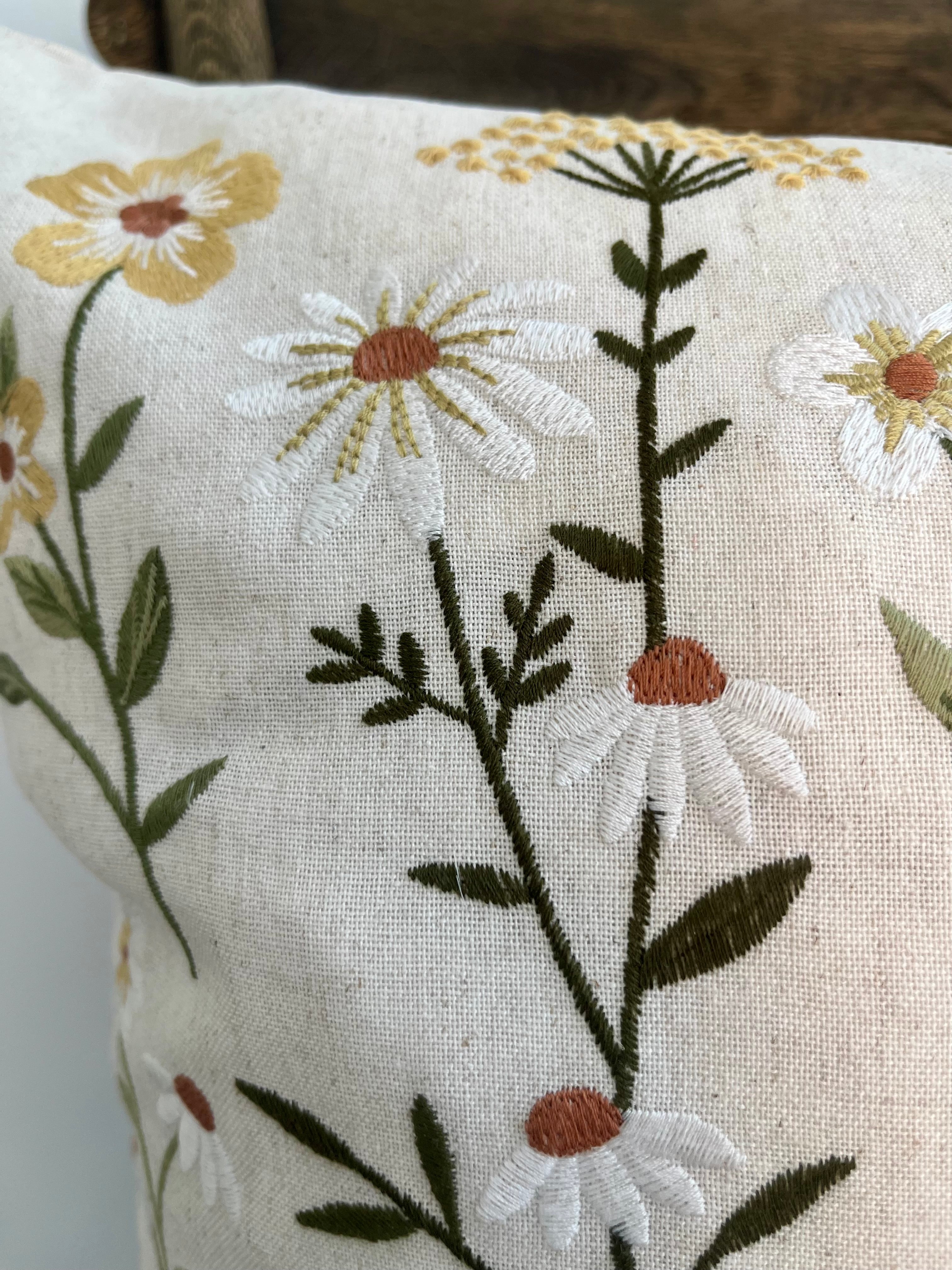 Embroidered Floral Bunny Pillow