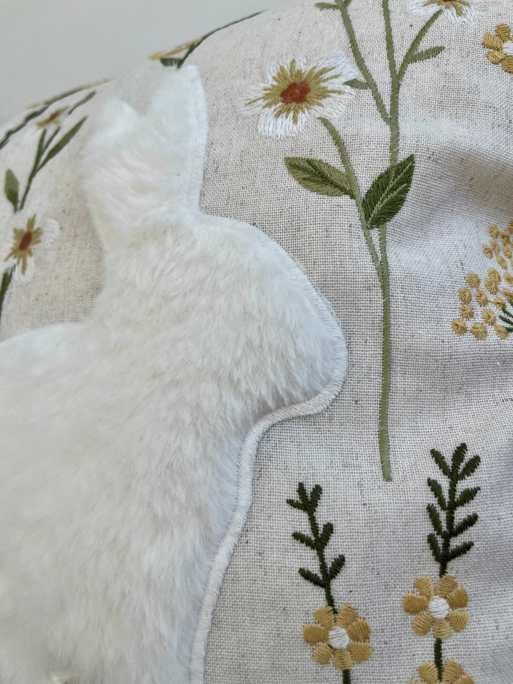 Embroidered Floral Bunny Pillow