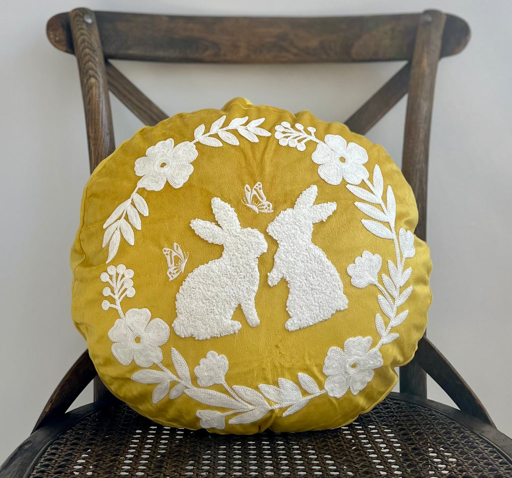 Velvet Botanical Garden Round Pillow