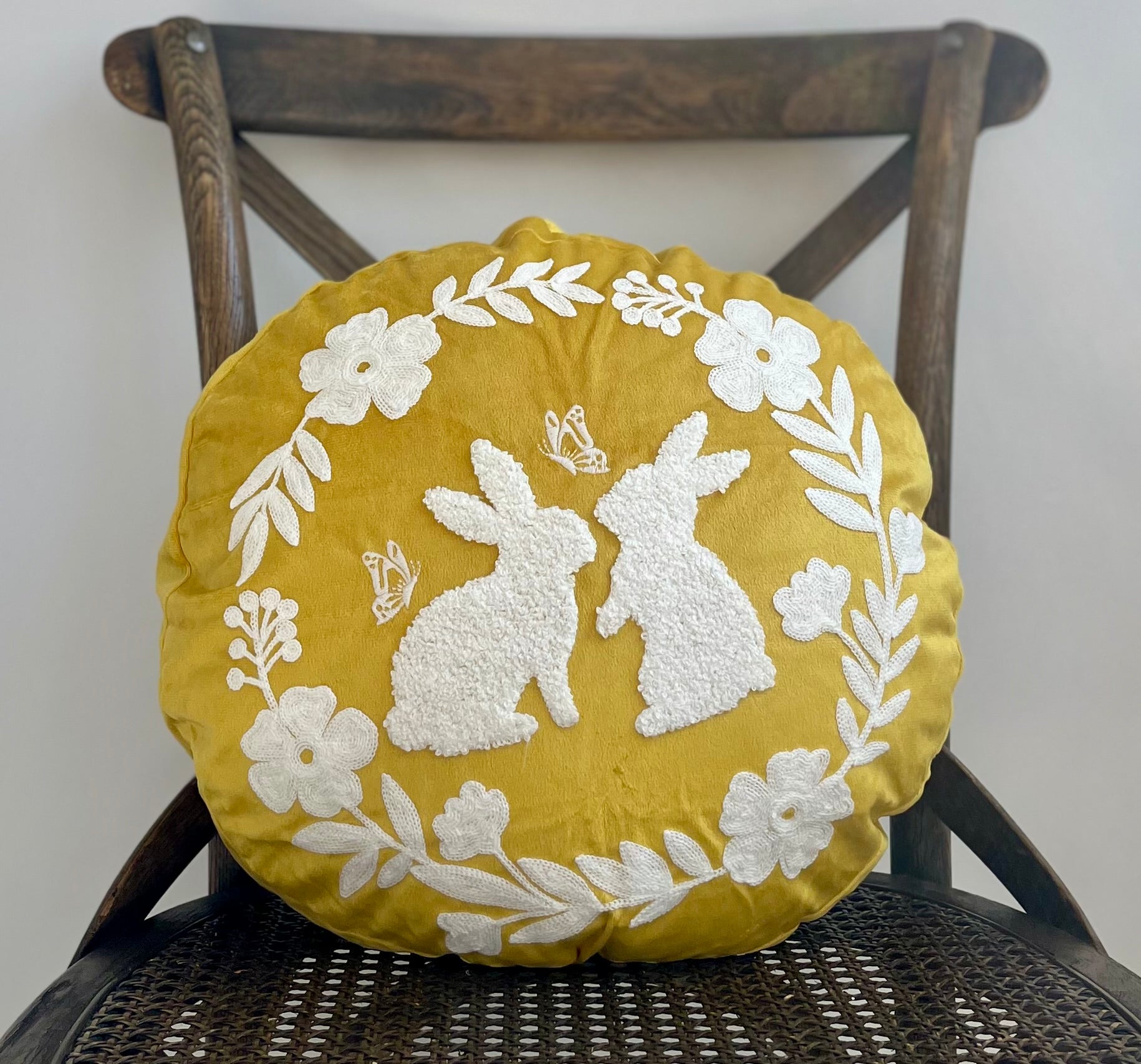 Velvet Botanical Garden Round Pillow