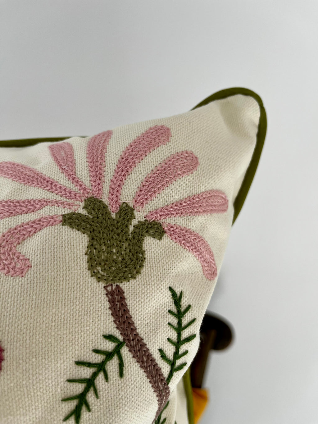 Embroidered Botanical Pillow