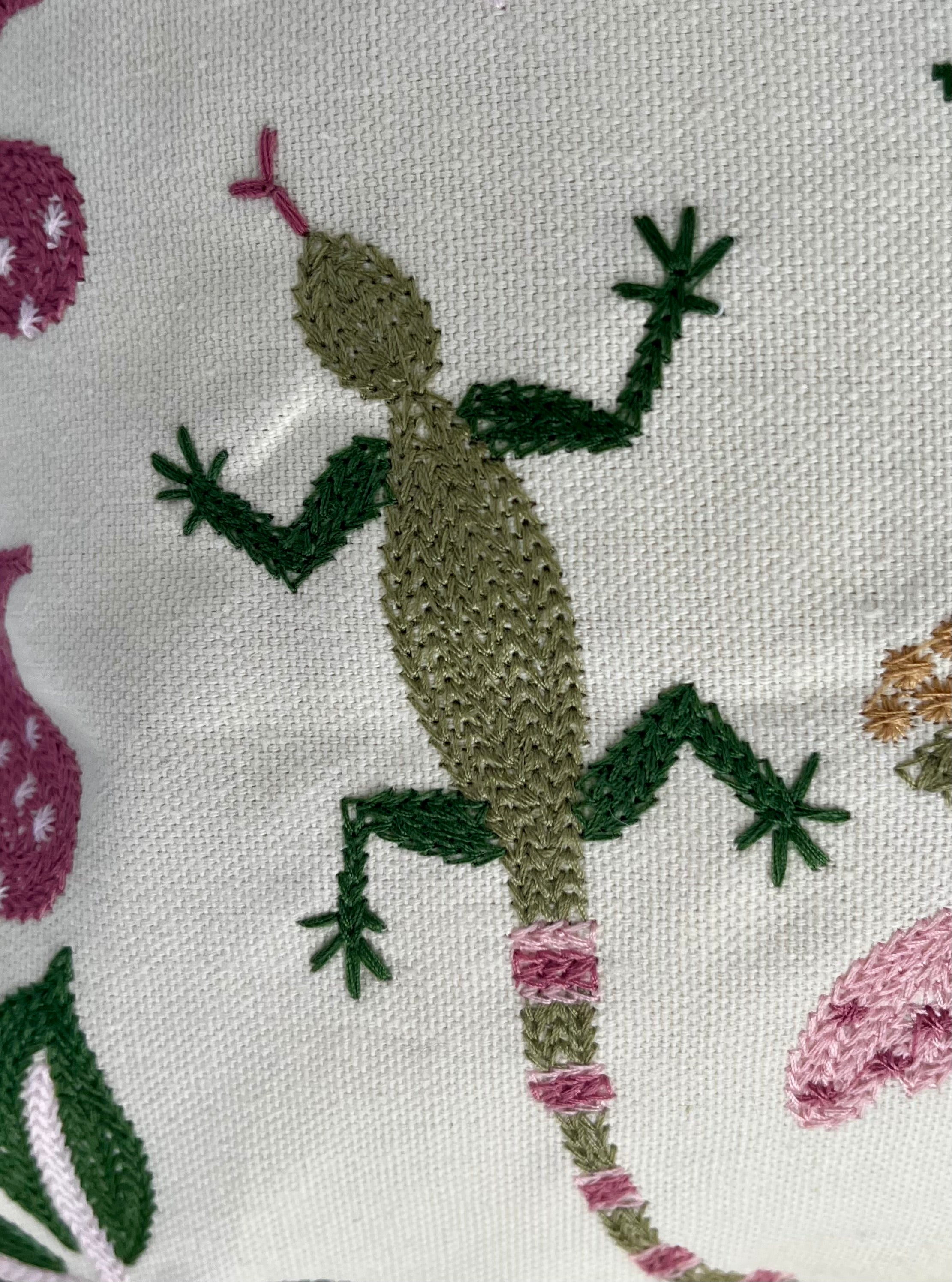 Embroidered Botanical Pillow