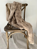 Faux Rabbit Fur Throw Blanket in Hazelnut