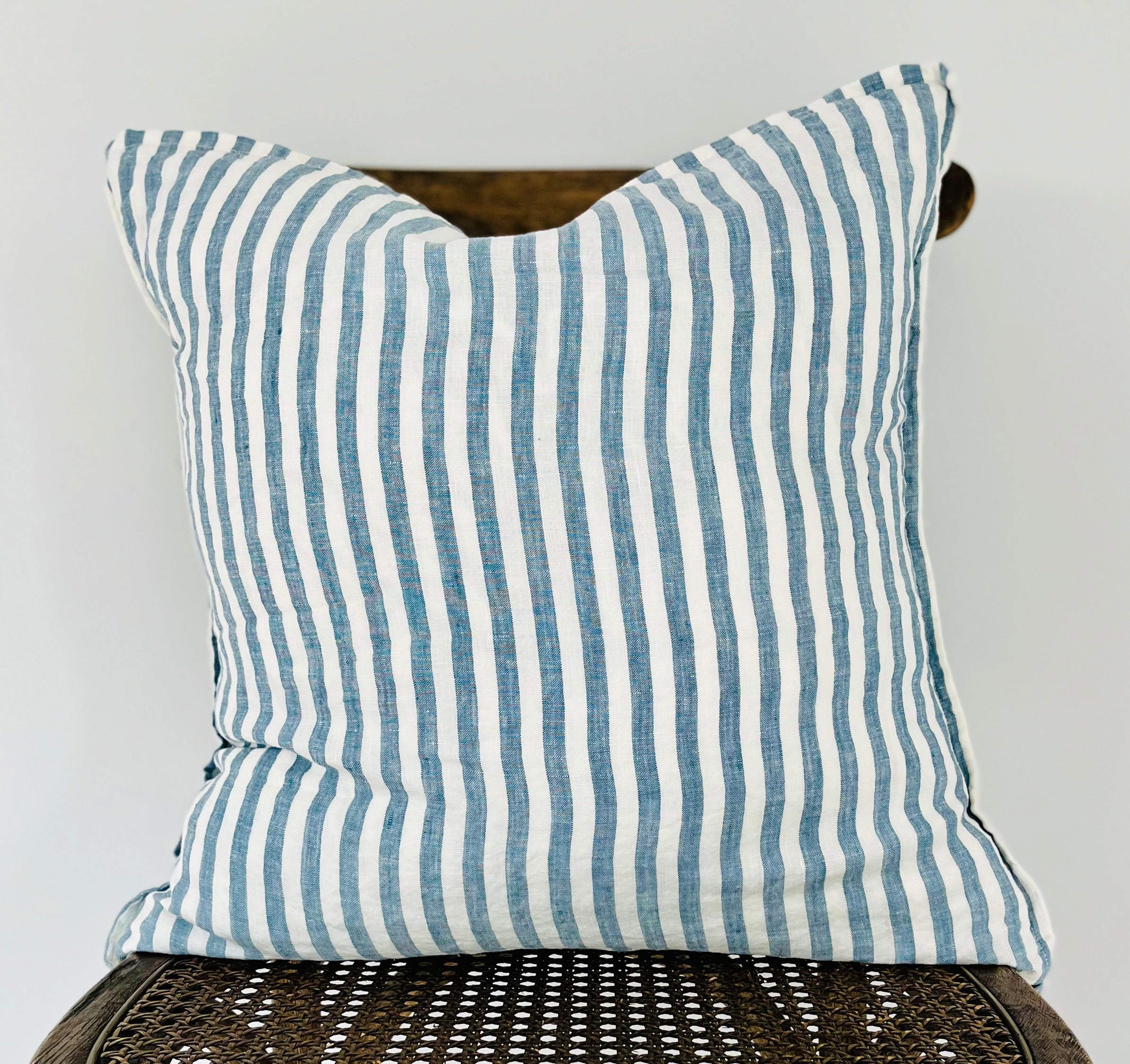 Everyday French Linen Pillow in French Blue Stripe