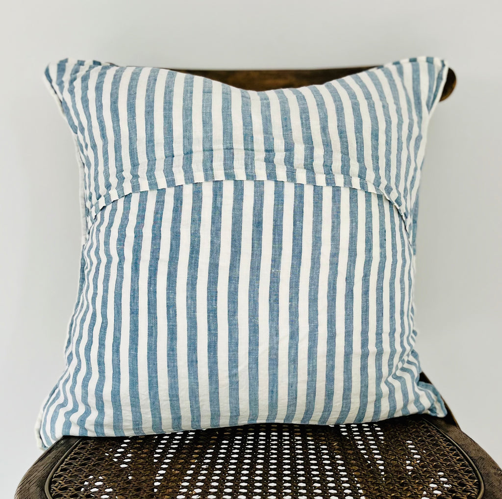 Everyday French Linen Pillow in French Blue Stripe