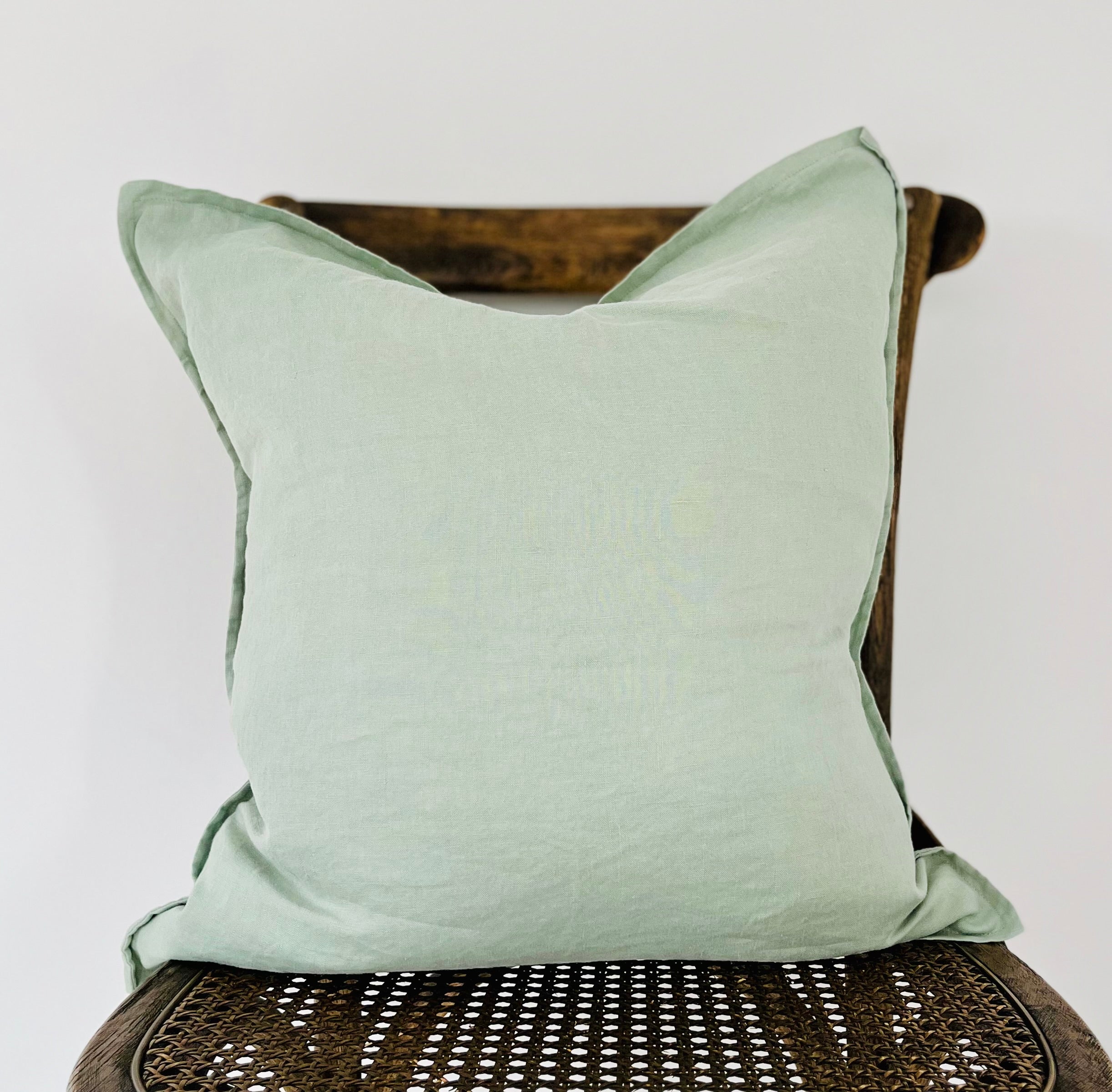 Everyday French Linen Pillow in Mint Green