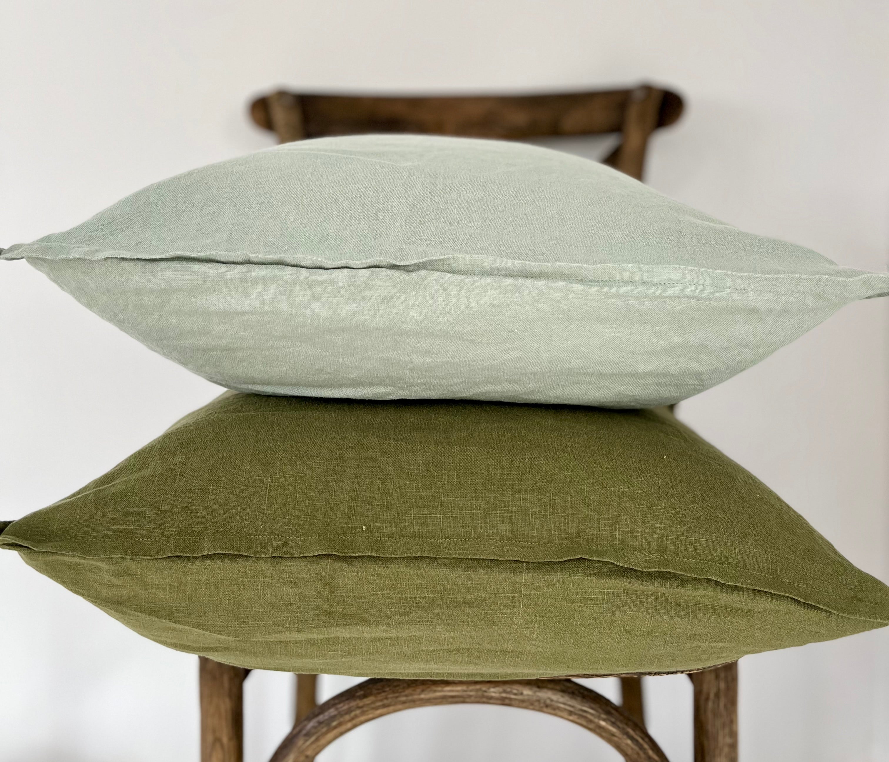 Everyday French Linen Pillow in Olive Green