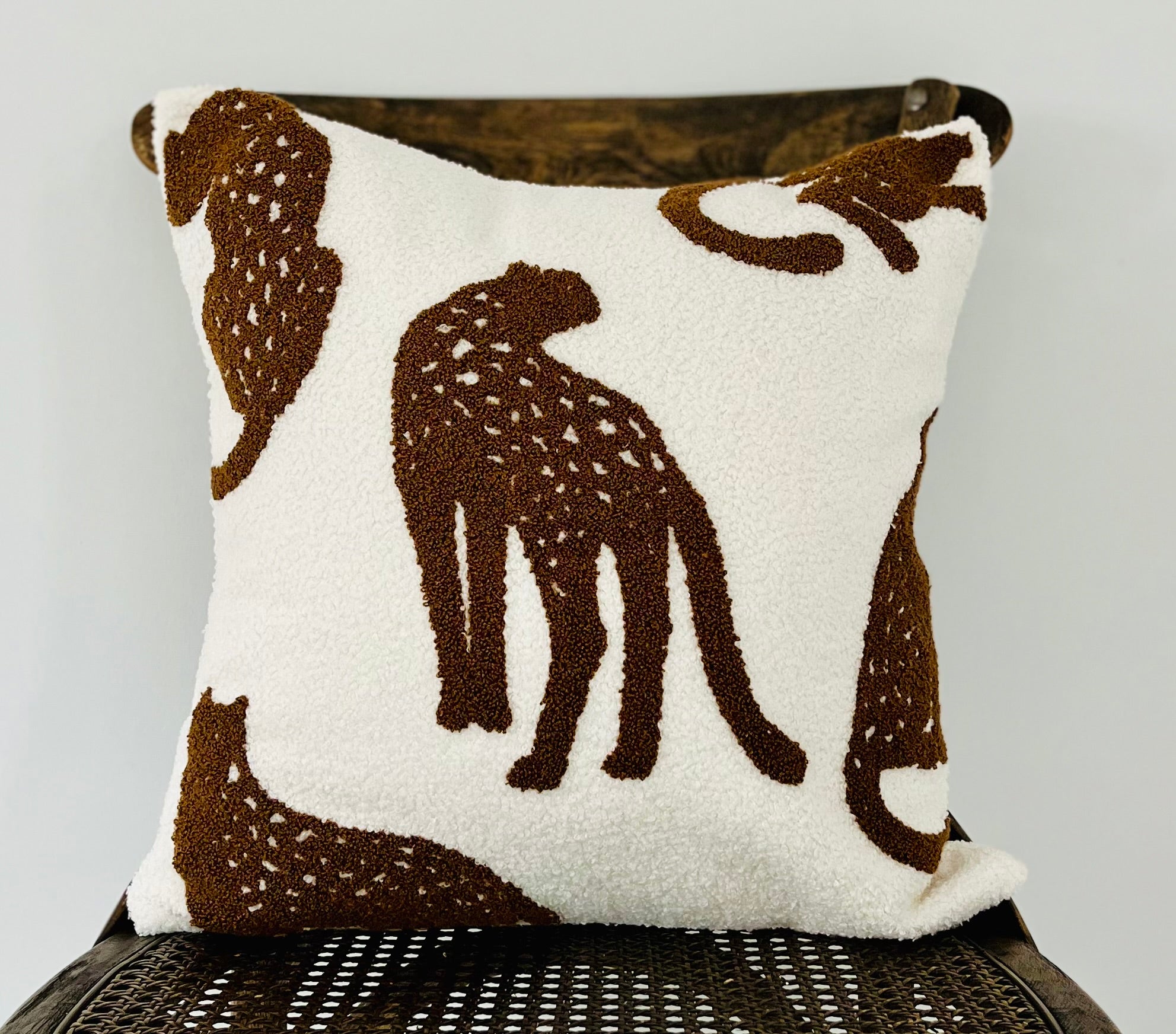 Embroidered Leopard Pillow