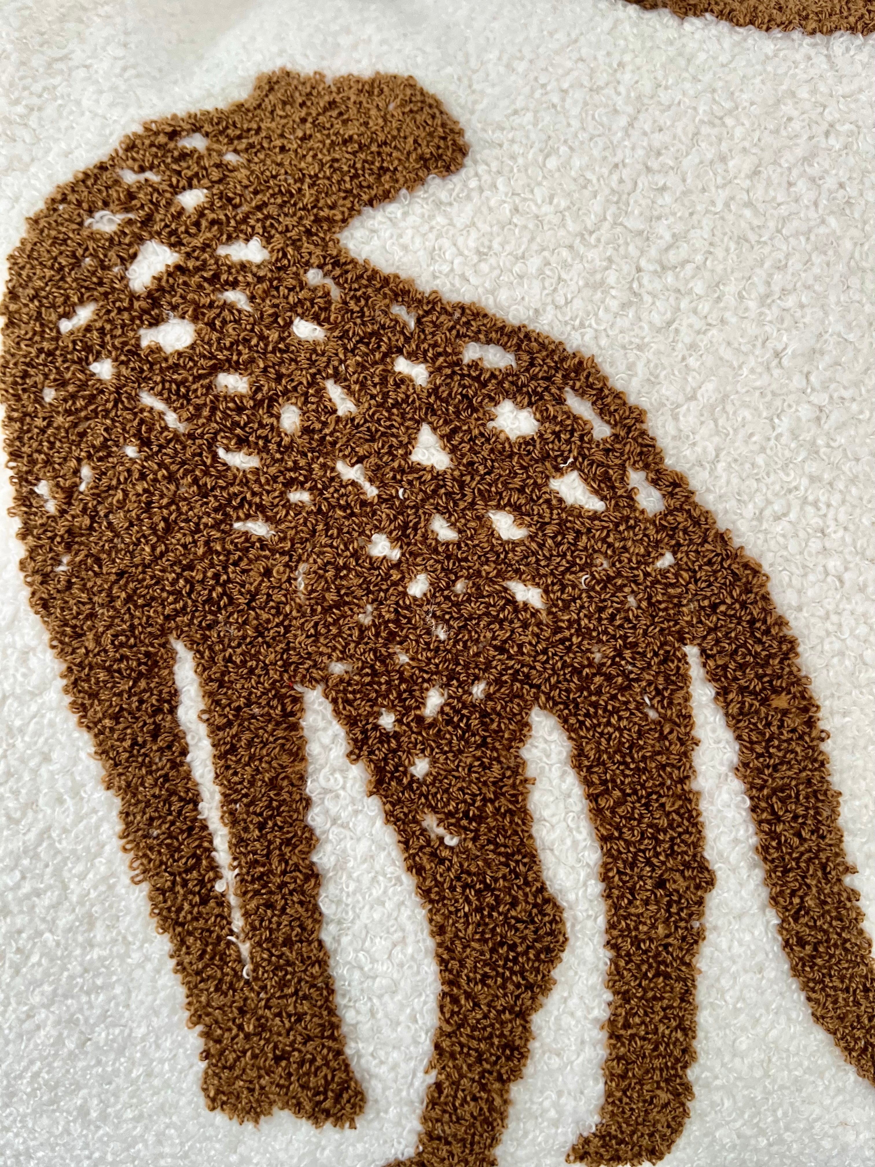 Embroidered Leopard Pillow