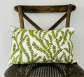 Embroidered Fern Fronds Lumbar Pillow