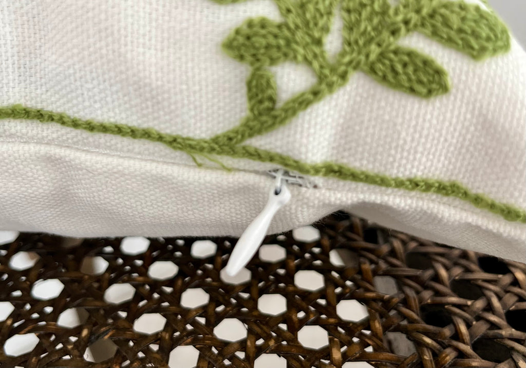 Embroidered Fern Fronds Lumbar Pillow