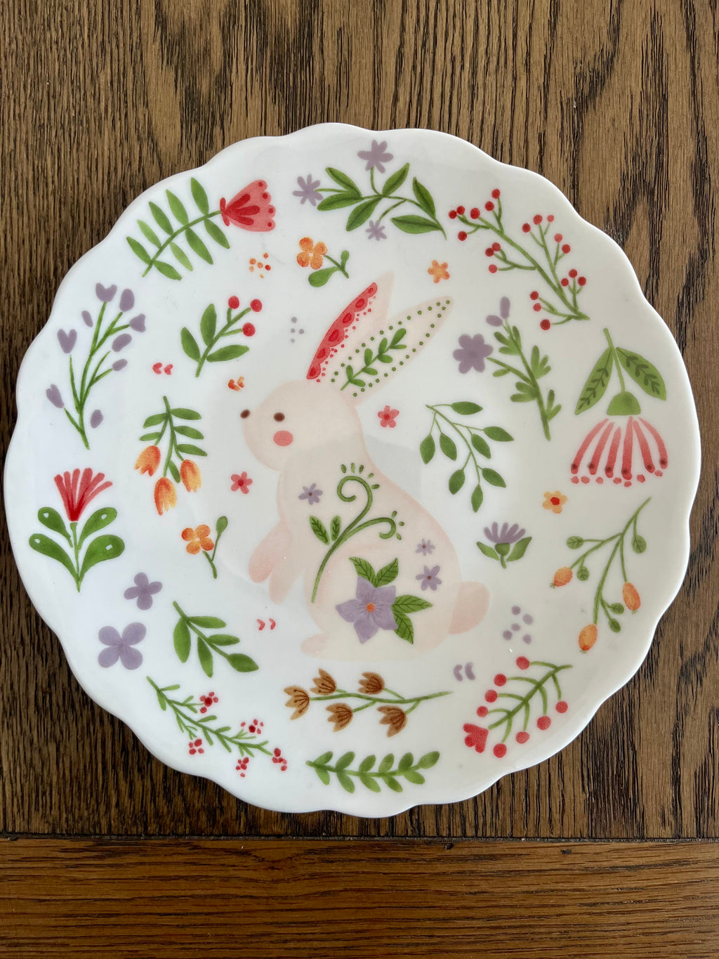 Bunny Dessert Plate with Purple Flowers