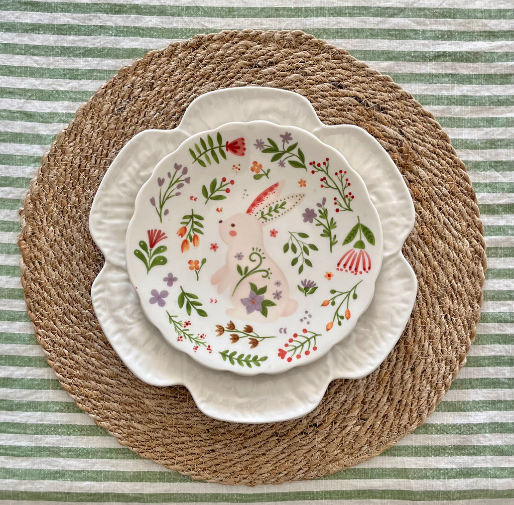 Bunny Dessert Plate with Purple Flowers
