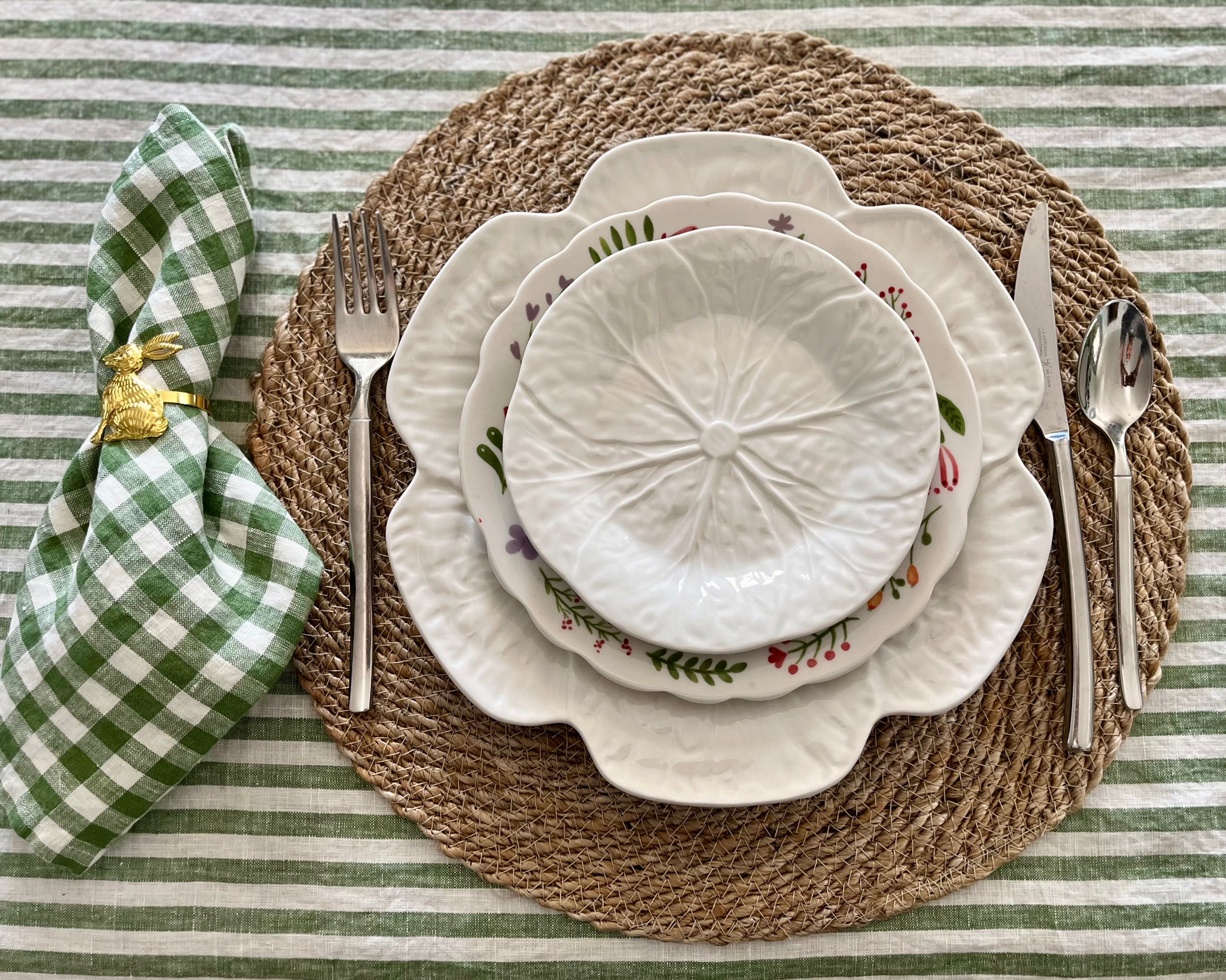 Bunny Dessert Plate with Red Flowers
