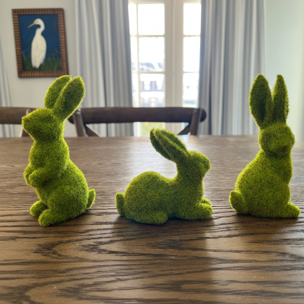 Faux Moss Bunny - Sitting