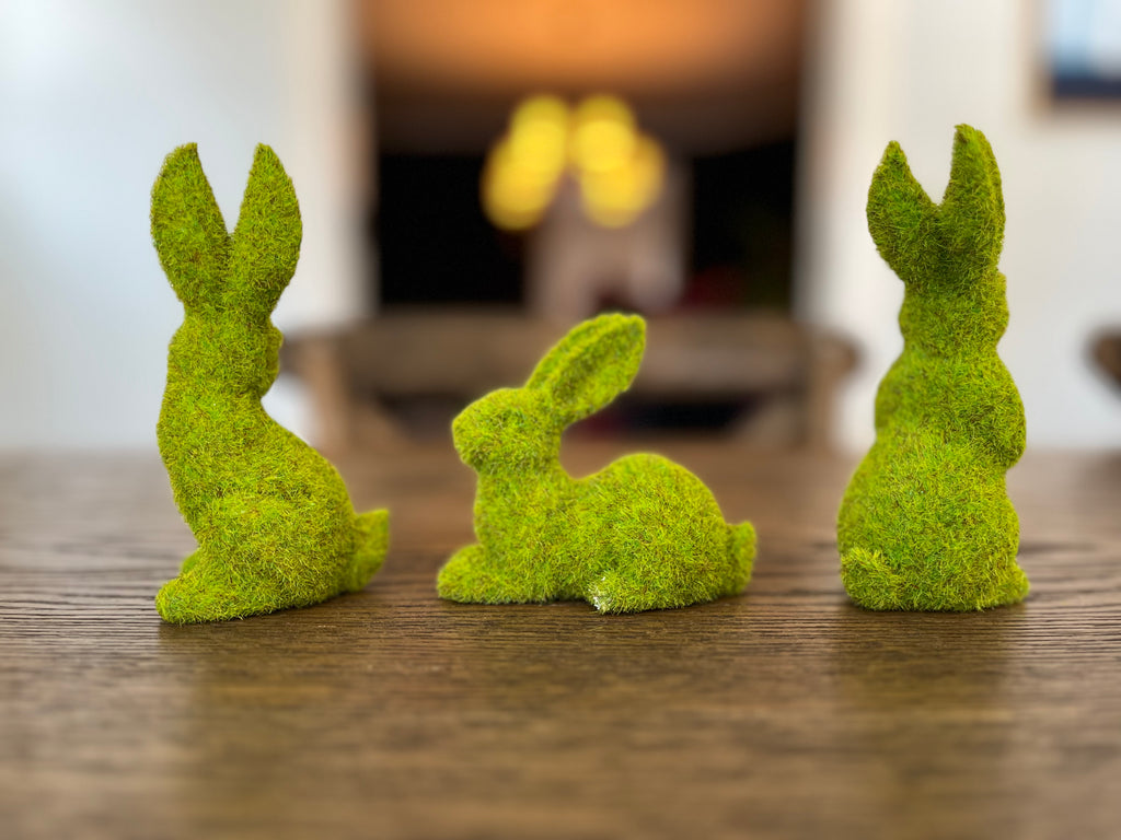 Faux Moss Bunny - Sitting