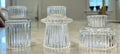 Ribbed Glass Candle Holders in Clear - Set of 3