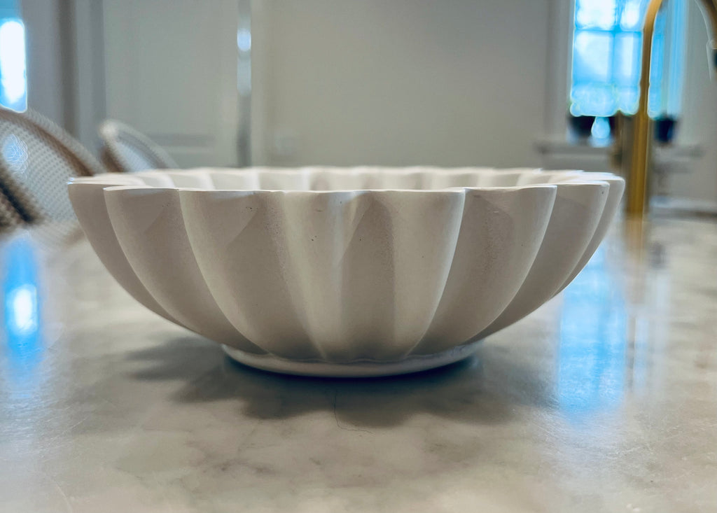 Pleated Resin Trinket Dish in Pure White