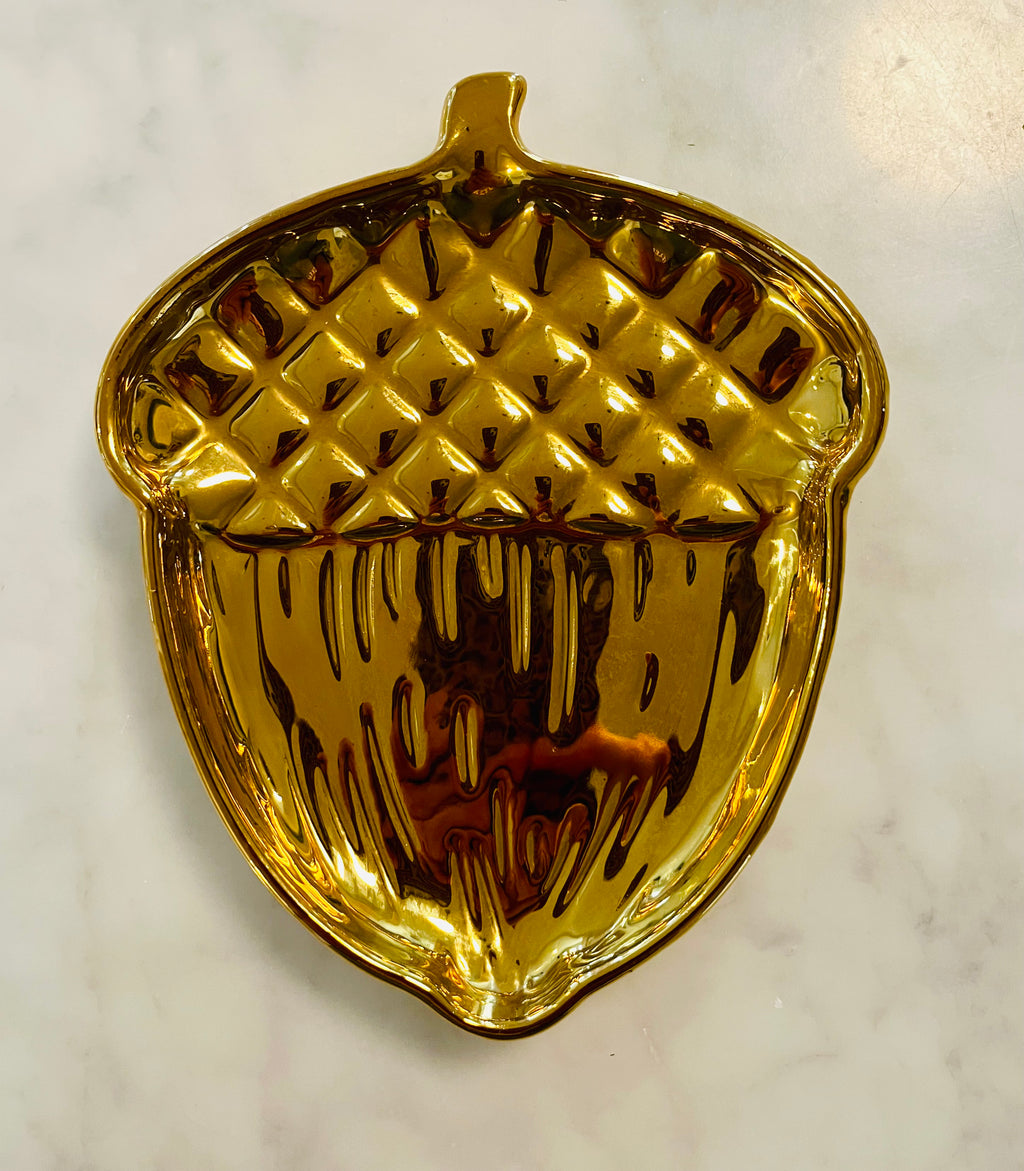 Acorn Trinket Dish in Rich Gold