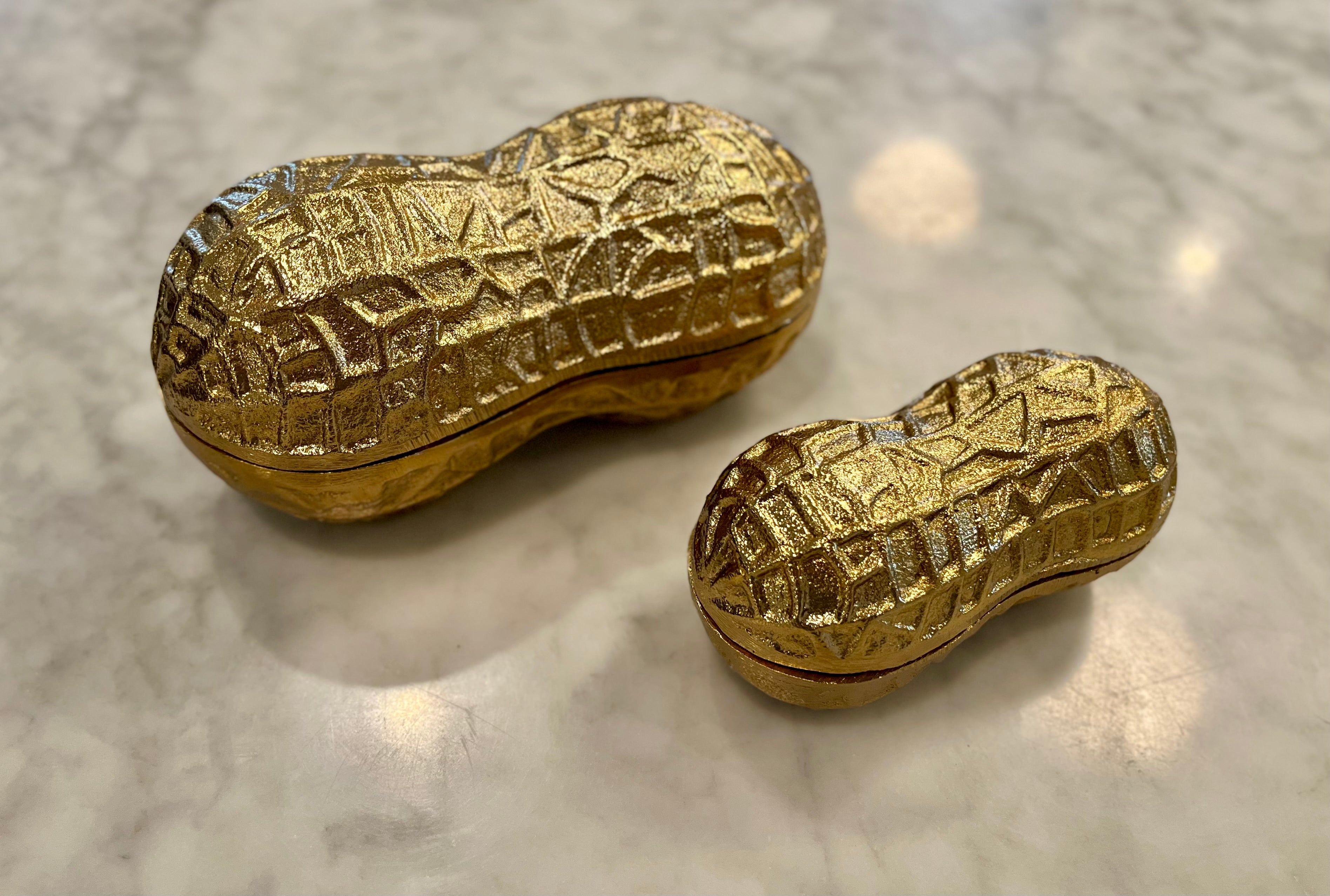 Brass Peanut Box with Lid - Small