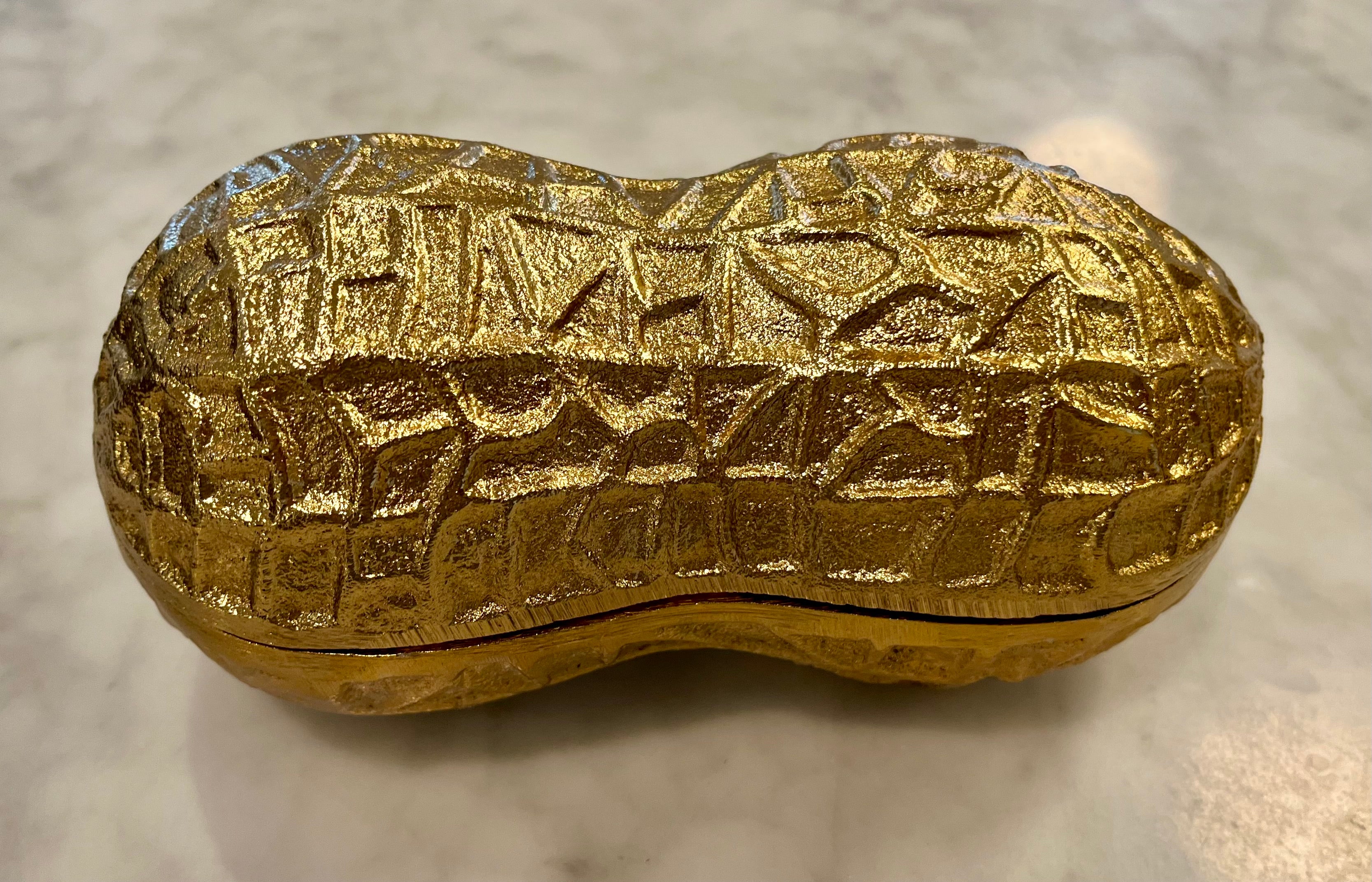 Brass Peanut Box with Lid - Large