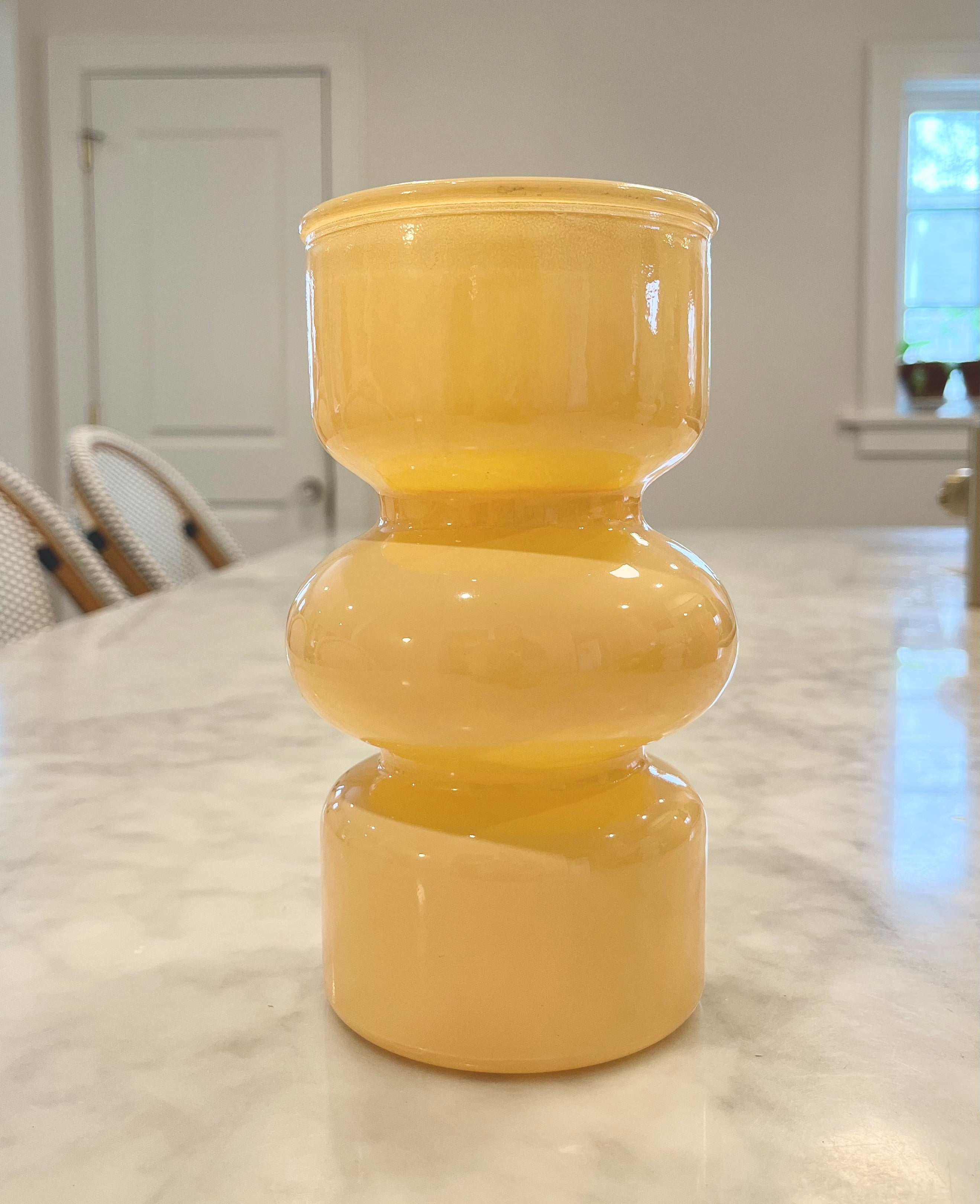 Frosted Glass Vase in Soft Yellow
