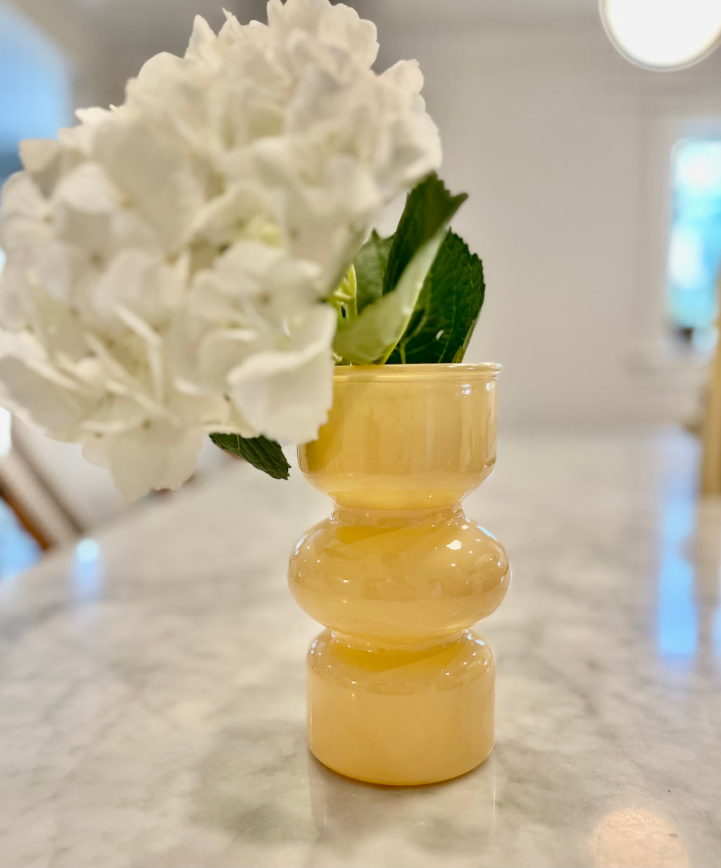 Frosted Glass Vase in Soft Yellow