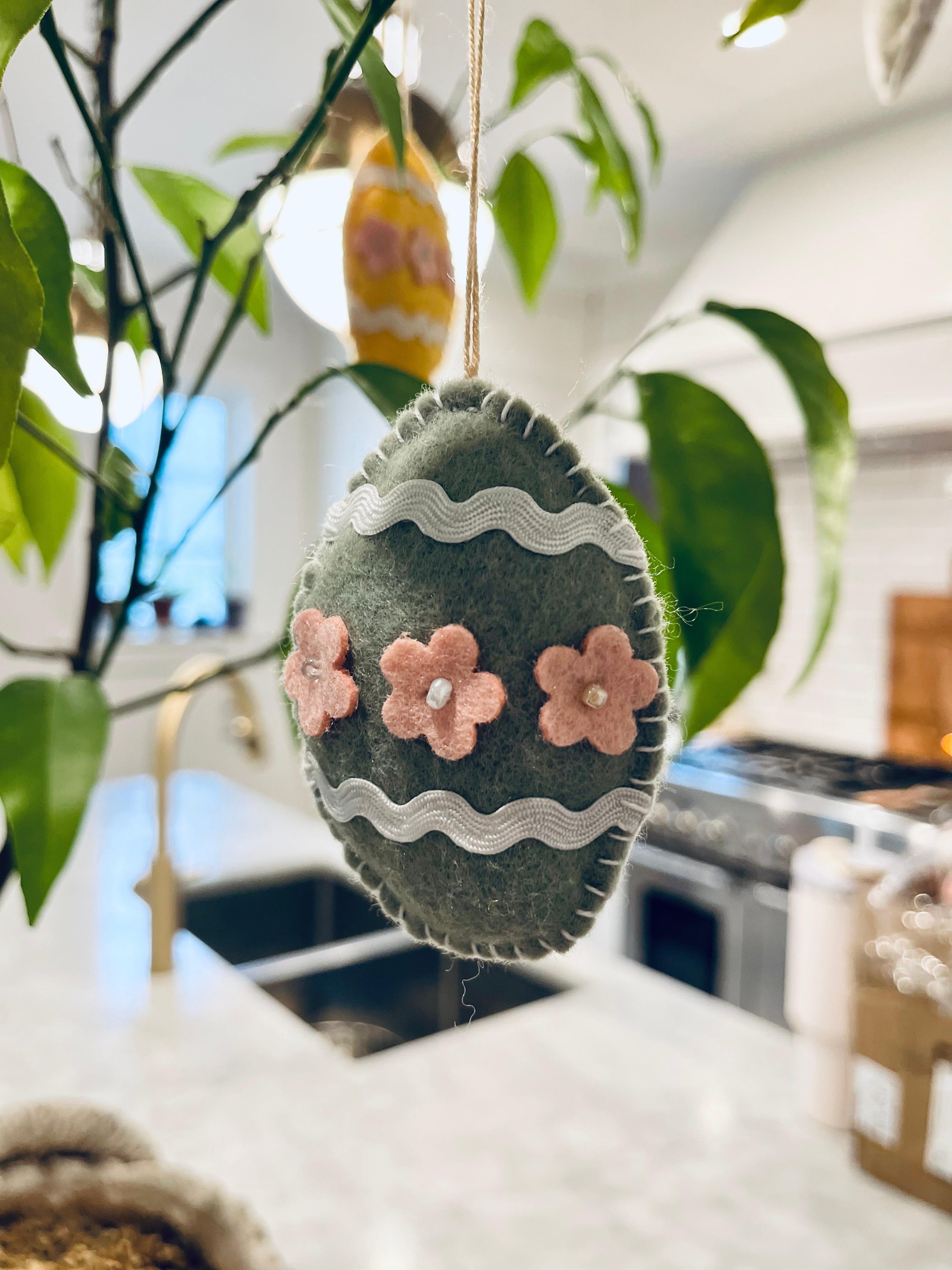 Felt Easter Egg Ornament - Dusty Green