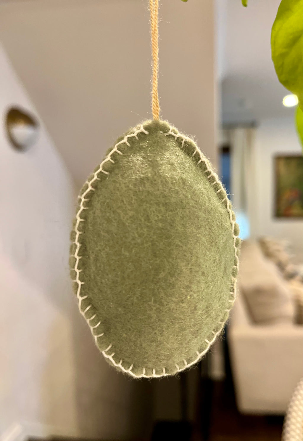 Felt Easter Egg Ornament - Dusty Green