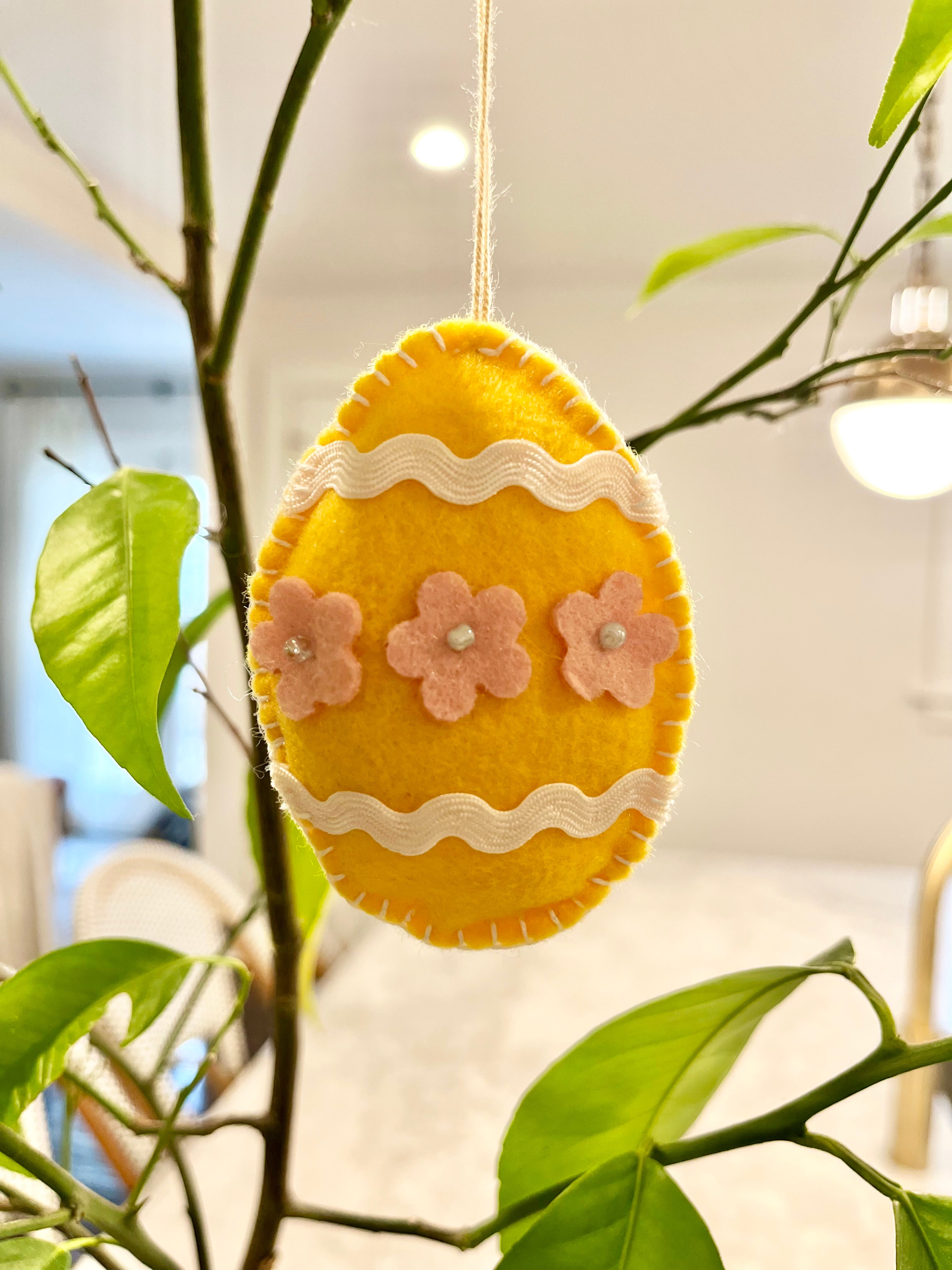 Felt Easter Egg Ornament - Bright Yellow