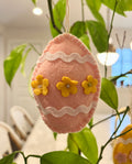 Felt Easter Egg Ornament - Bright Pink