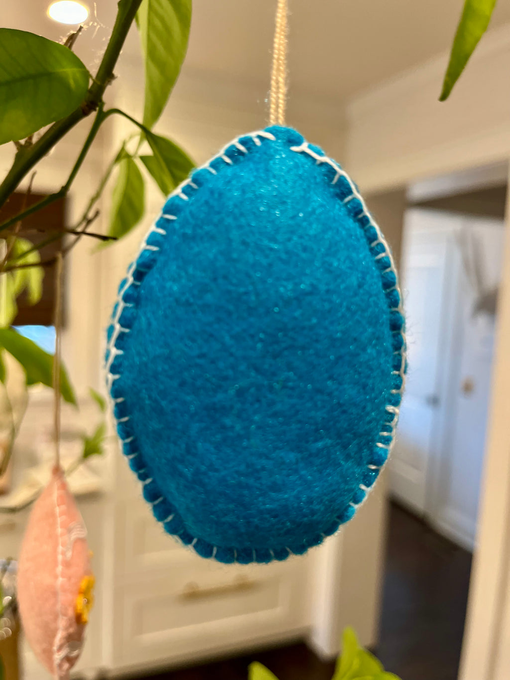 Felt Easter Egg Ornament - Bright Blue