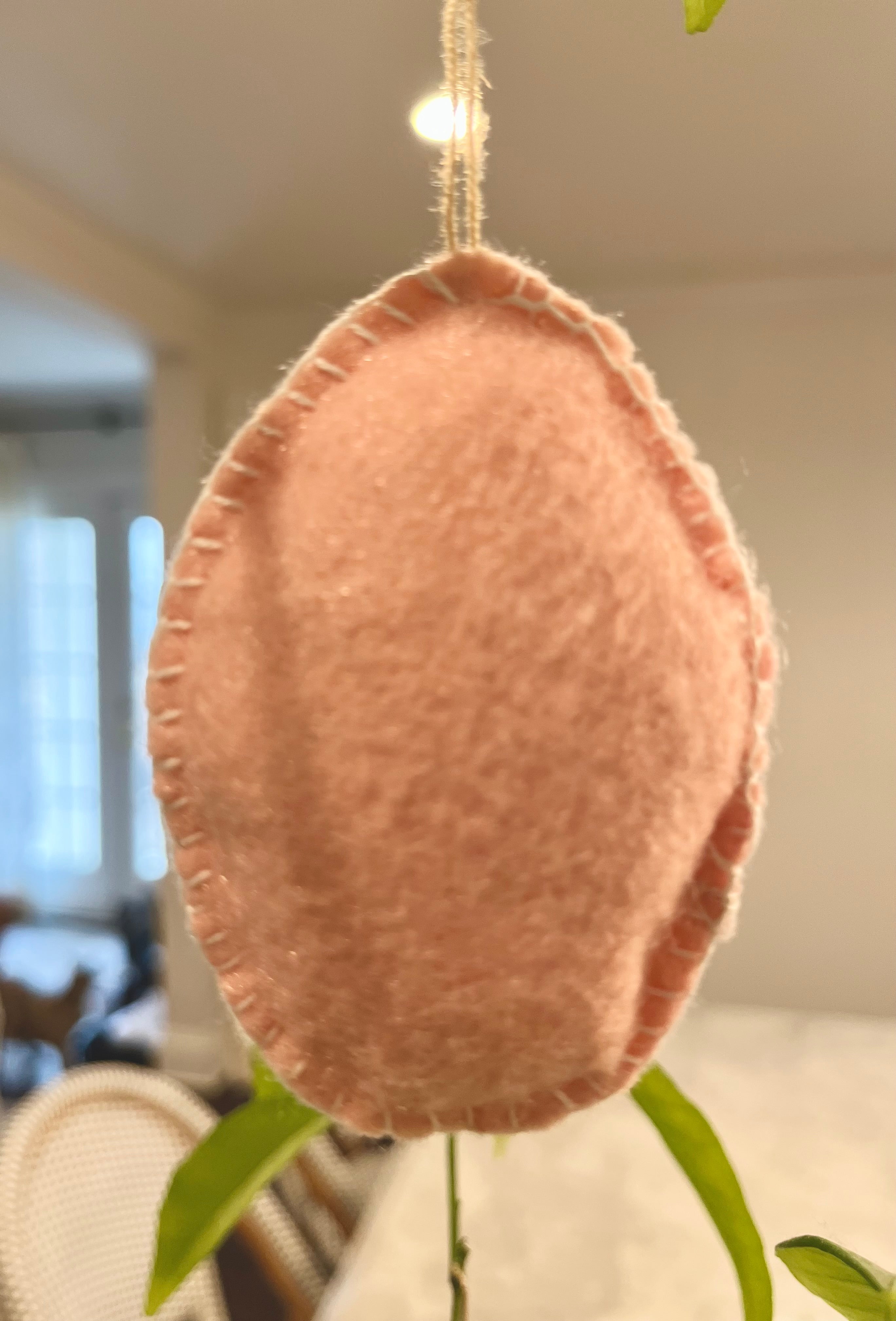 Felt Easter Egg Ornament - Bright Pink