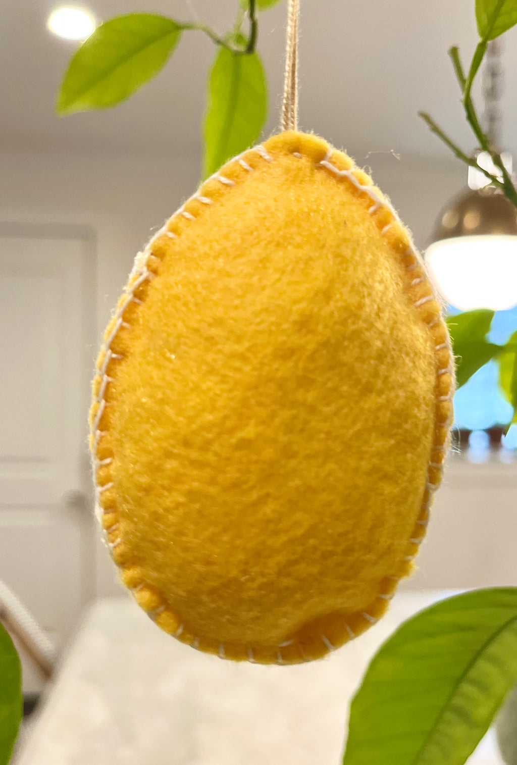 Felt Easter Egg Ornament - Bright Yellow